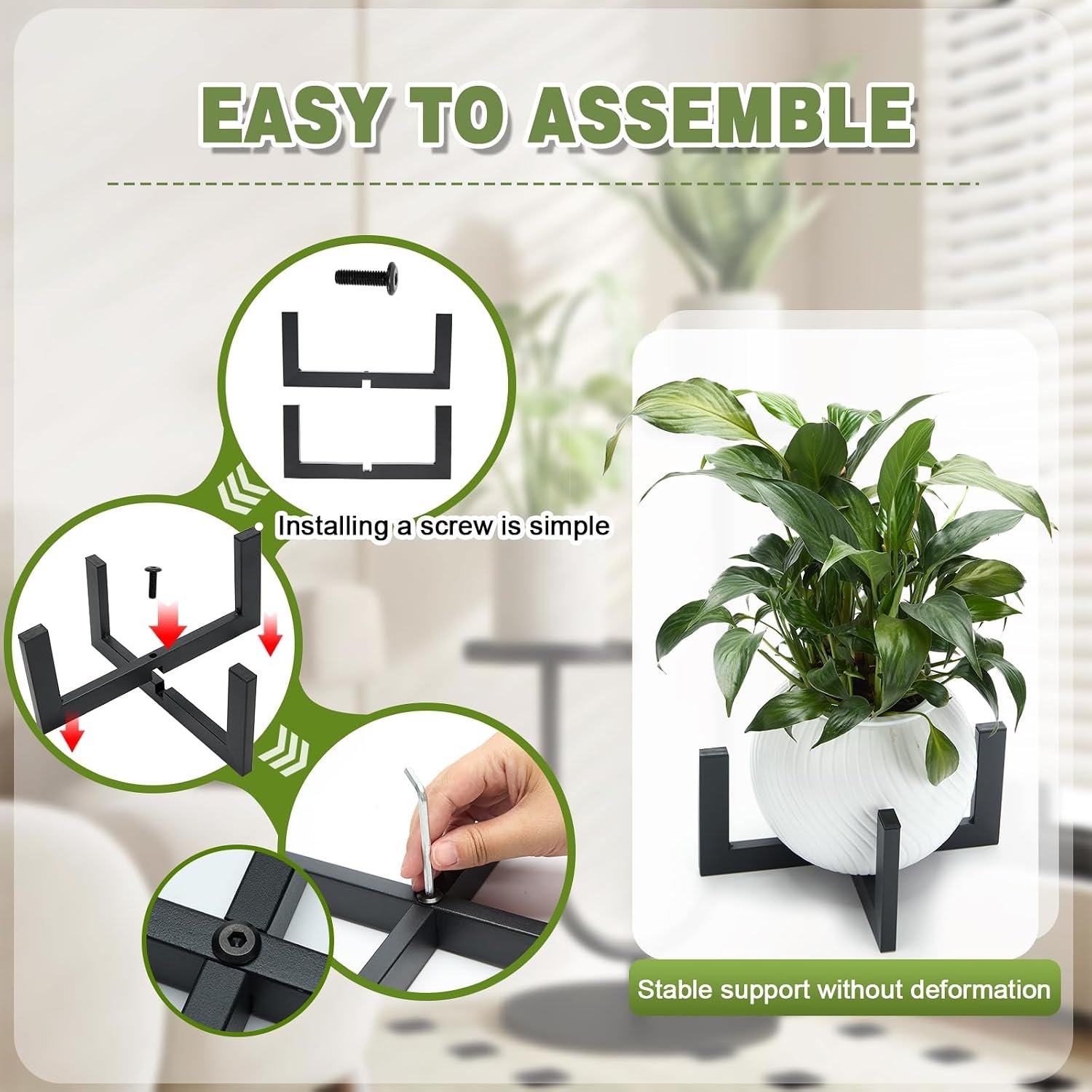 Heavy-Duty Metal Plant Stands Indoor Outdoor - 2/3 Pack Black Modern Flower Pot Holder Stands for 5-12 Inch Pots(Plant Not Included) (2Pcs) - صورة 7