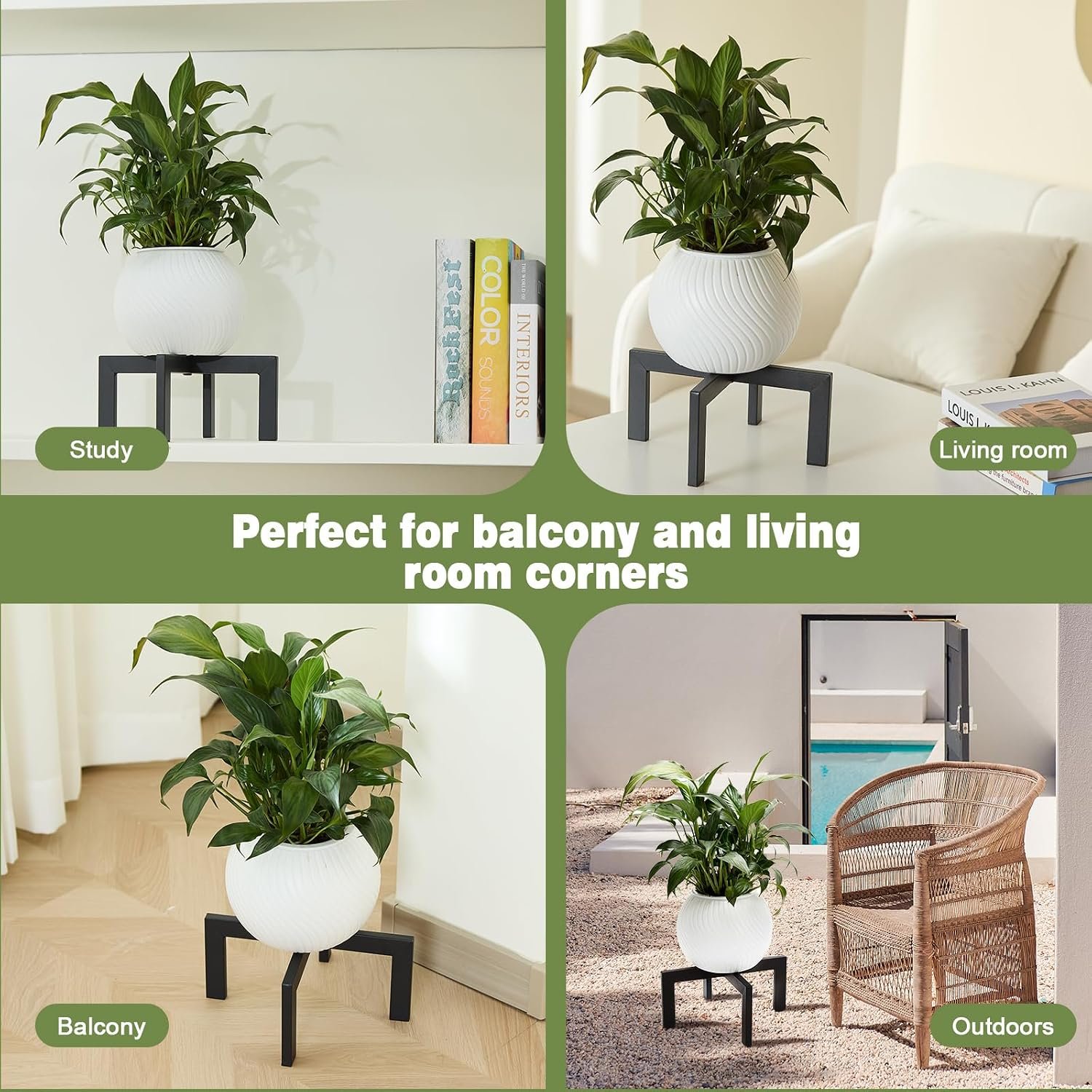 Heavy-Duty Metal Plant Stands Indoor Outdoor - 2/3 Pack Black Modern Flower Pot Holder Stands for 5-12 Inch Pots(Plant Not Included) (2Pcs) - صورة 6