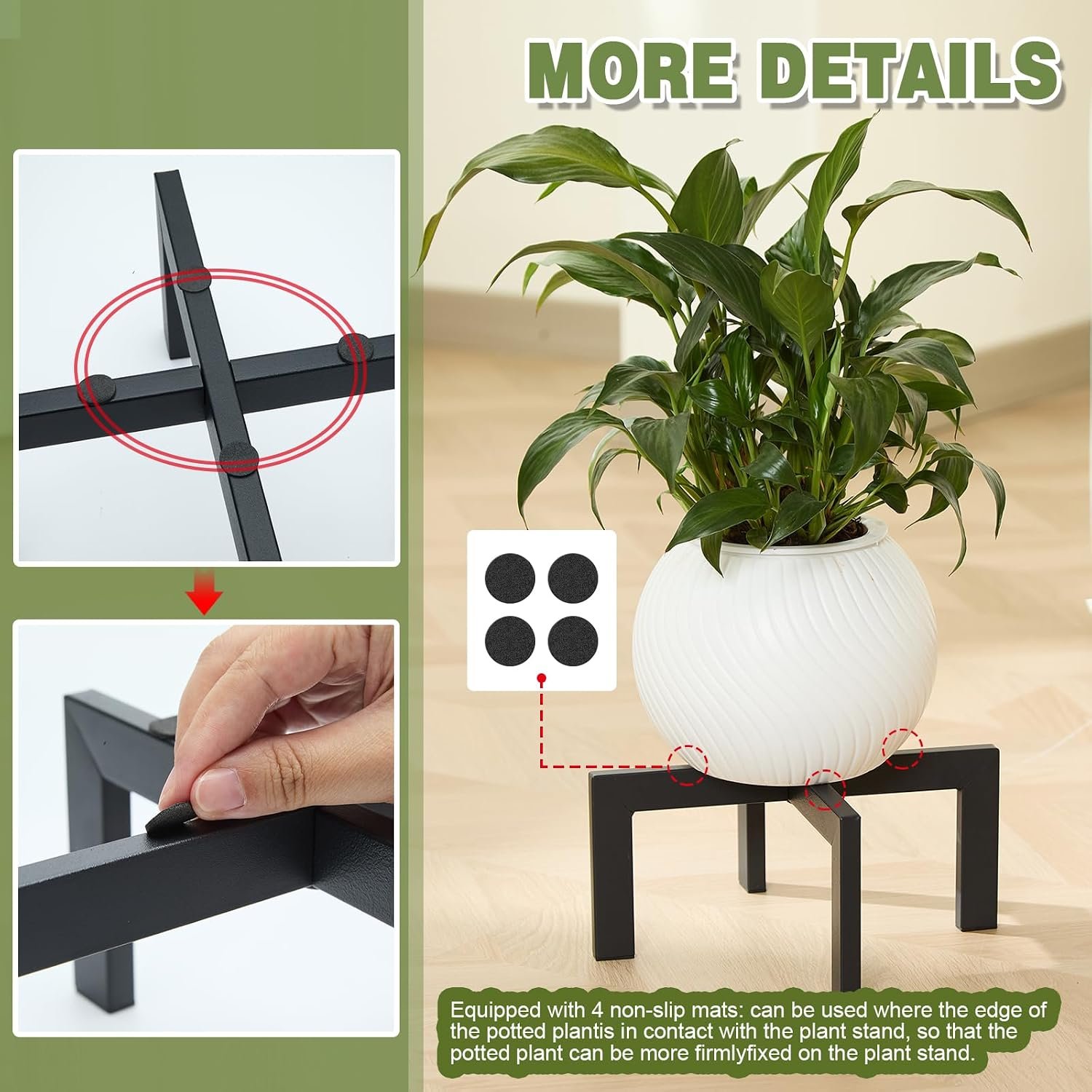 Heavy-Duty Metal Plant Stands Indoor Outdoor - 2/3 Pack Black Modern Flower Pot Holder Stands for 5-12 Inch Pots(Plant Not Included) (2Pcs) - صورة 8