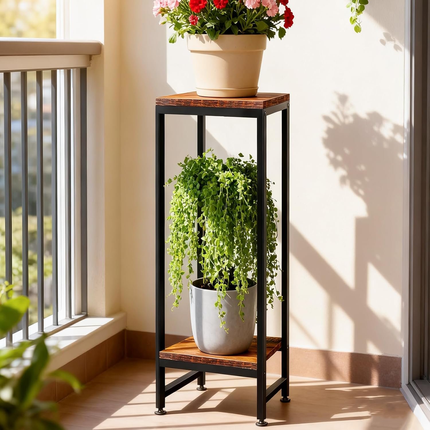 Plant Stand Indoor 2 Tier Heavy Duty Plant Stand for Indoor Outdoor Plants Metal Pedestal Stand 31" Tall Flower Pot Stand Modern Plant Holder for Bedroom Living Room Balcony Patio - صورة 4