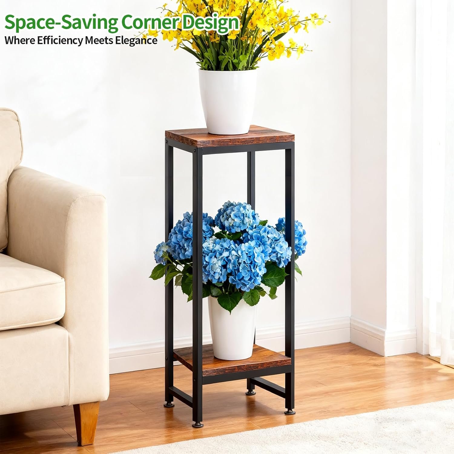 Plant Stand Indoor 2 Tier Heavy Duty Plant Stand for Indoor Outdoor Plants Metal Pedestal Stand 31" Tall Flower Pot Stand Modern Plant Holder for Bedroom Living Room Balcony Patio - صورة 5