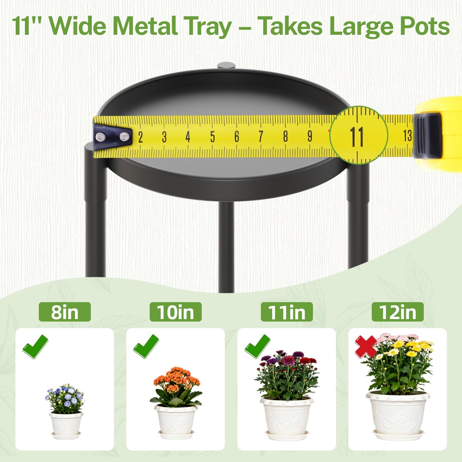 iDavosic.ly 1 Tier Corner Plant Stand Indoor, 16 Inch Tall Vertical Metal Flower Heavy Duty Pot Holder Shelf Outdoor for Patio Porch Living Room, Modern Black - صورة 9