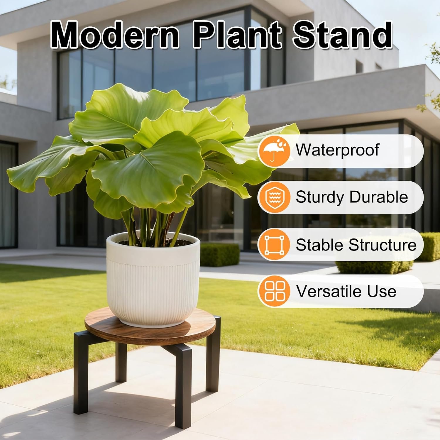 Vigordream Plant Stand Indoor, Heavy Duty Sturdy Metal Plant Holder, Wooden plant Stool, Single Plant Pot Stand Low Short Planter Stand Fit 5-12 Inch Pot - صورة 2