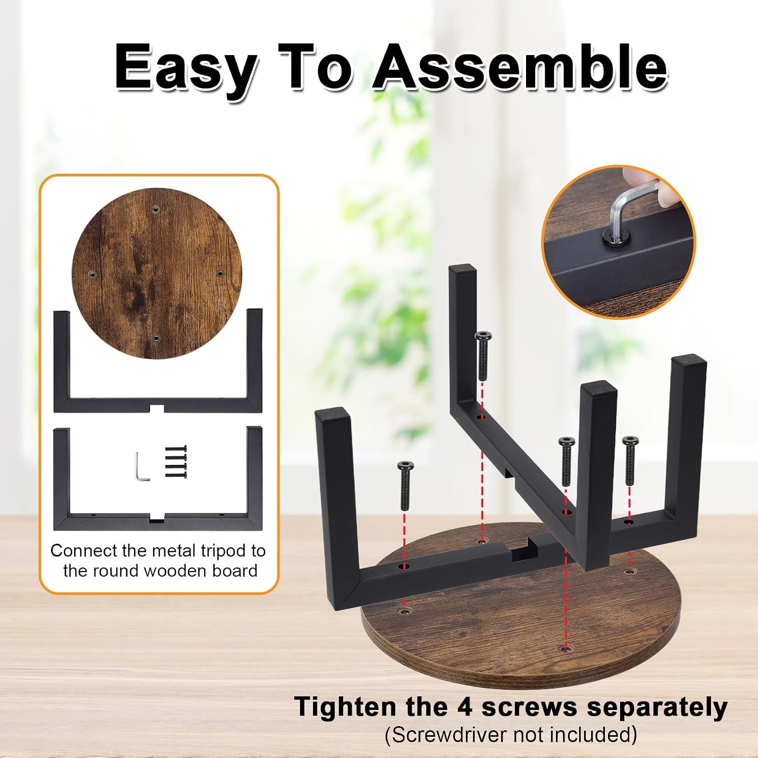 Vigordream Plant Stand Indoor, Heavy Duty Sturdy Metal Plant Holder, Wooden plant Stool, Single Plant Pot Stand Low Short Planter Stand Fit 5-12 Inch Pot - صورة 5