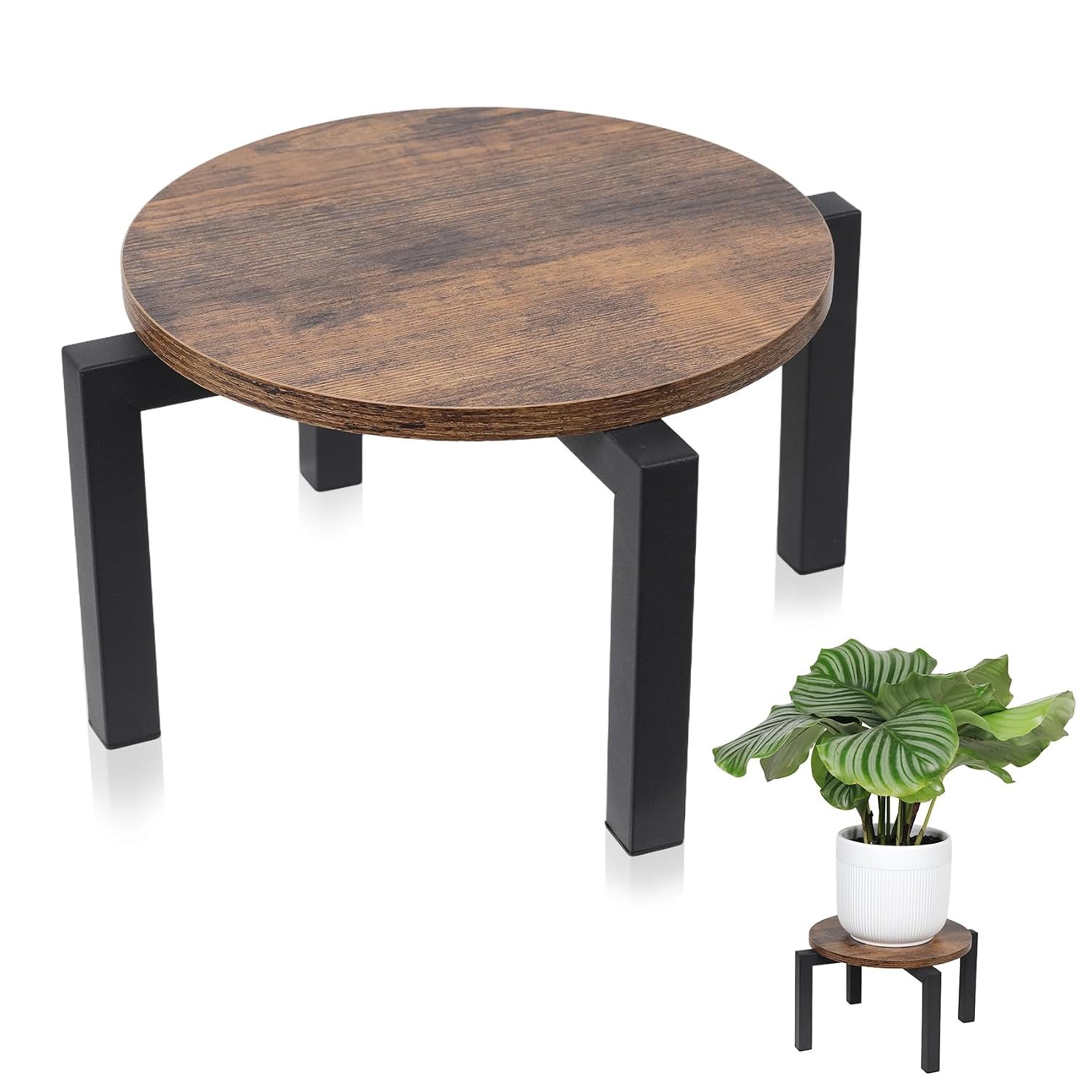 Vigordream Plant Stand Indoor, Heavy Duty Sturdy Metal Plant Holder, Wooden plant Stool, Single Plant Pot Stand Low Short Planter Stand Fit 5-12 Inch Pot - صورة 7