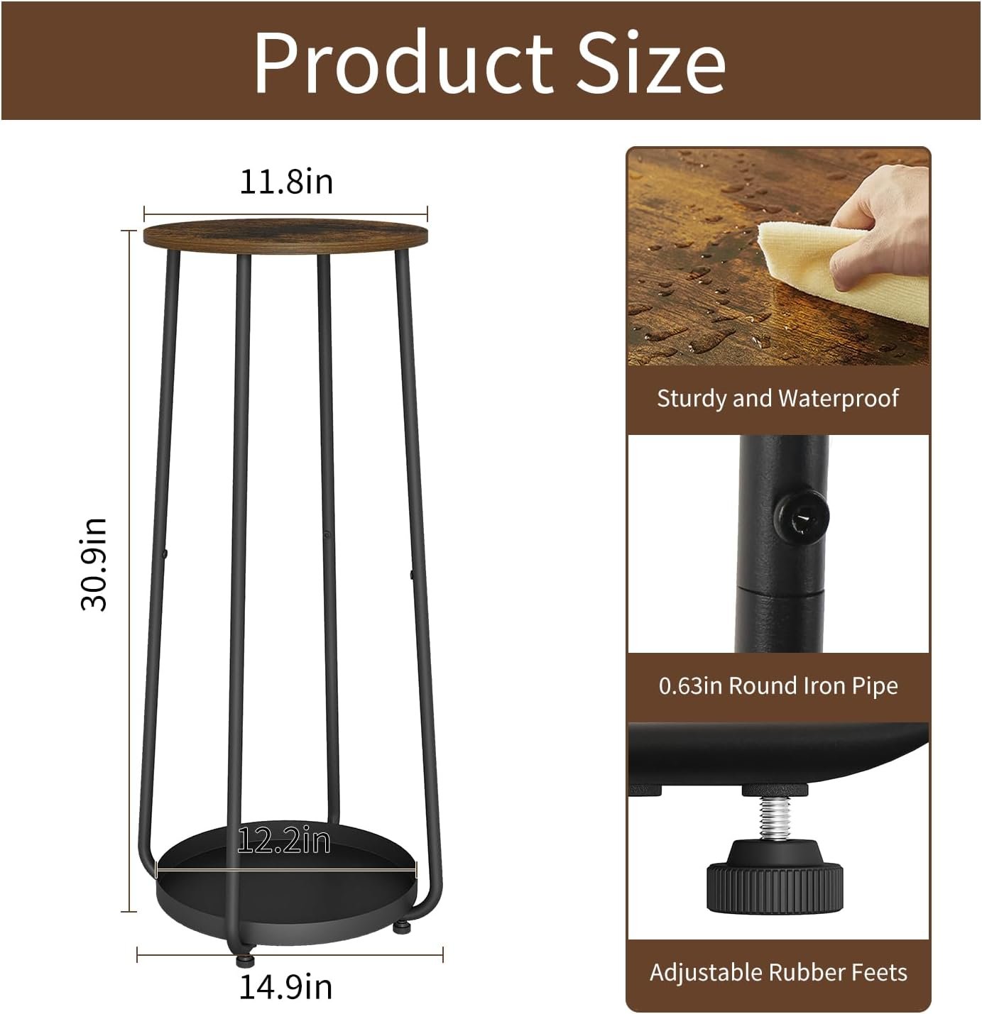 YINMIT Wood Plant Stands Indoor, 2 Tier Round Tall Plant Stand, Plant Shelf, Corner Plant Stands for Indoor Plants, Flower Pot Stand, Planter Pot Holder for Balcony Garden Patio... - صورة 3