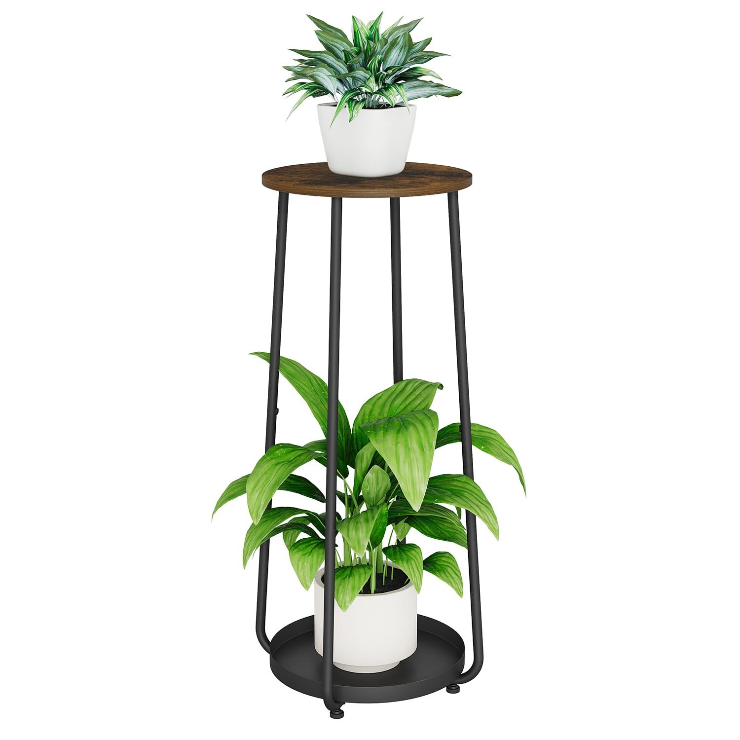 YINMIT Wood Plant Stands Indoor, 2 Tier Round Tall Plant Stand, Plant Shelf, Corner Plant Stands for Indoor Plants, Flower Pot Stand, Planter Pot Holder for Balcony Garden Patio... - صورة 9