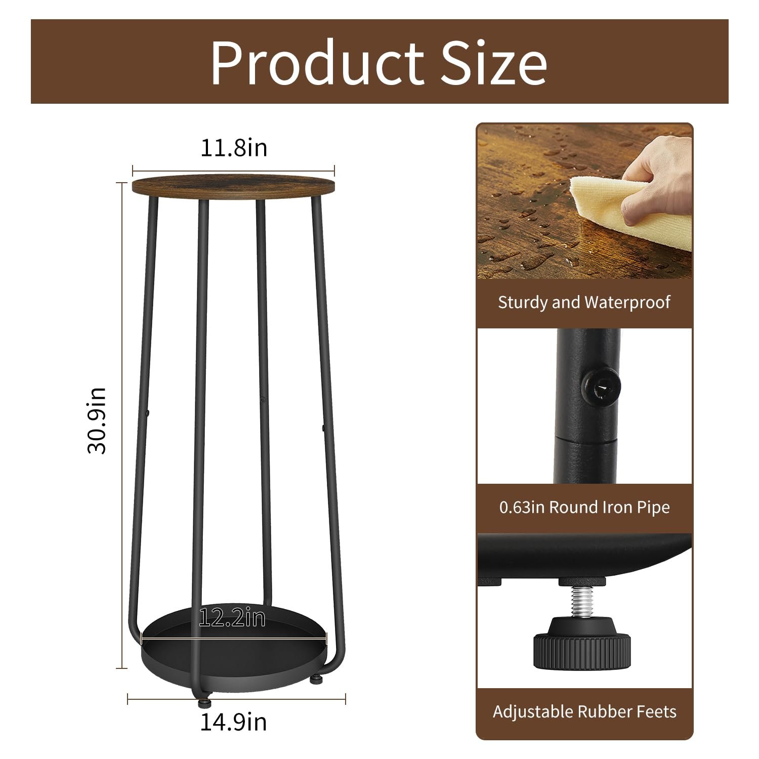 YINMIT Wood Plant Stands Indoor, 2 Tier Round Tall Plant Stand, Plant Shelf, Corner Plant Stands for Indoor Plants, Flower Pot Stand, Planter Pot Holder for Balcony Garden Patio... - صورة 11
