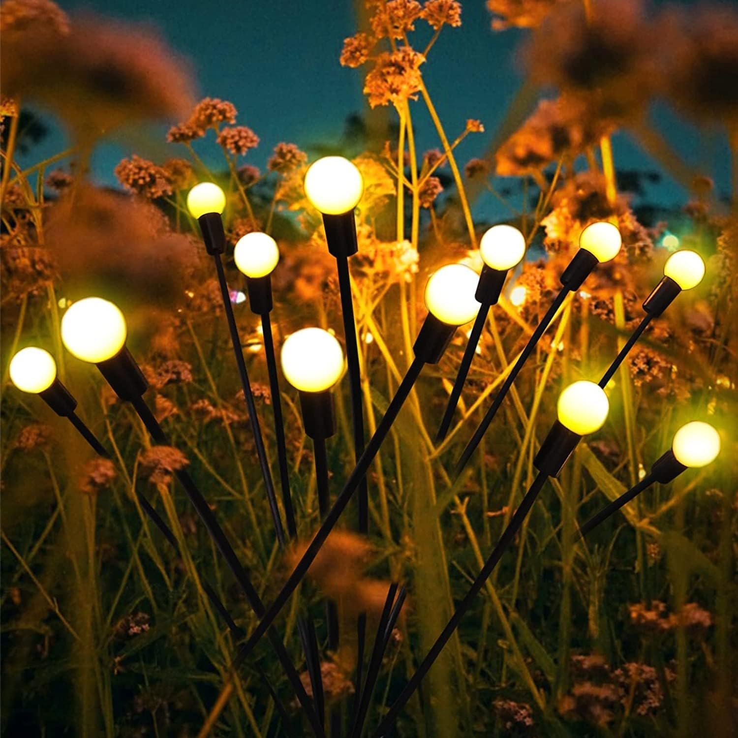 واي جي اف وال مصابيح حديقة تعمل بالطاقة الشمسية من فايرفلاي - للاستخدام الخارجي، 16 مصباح LED لكل منها (ابيض دافئ، عبوة من قطعتين) - صورة 5