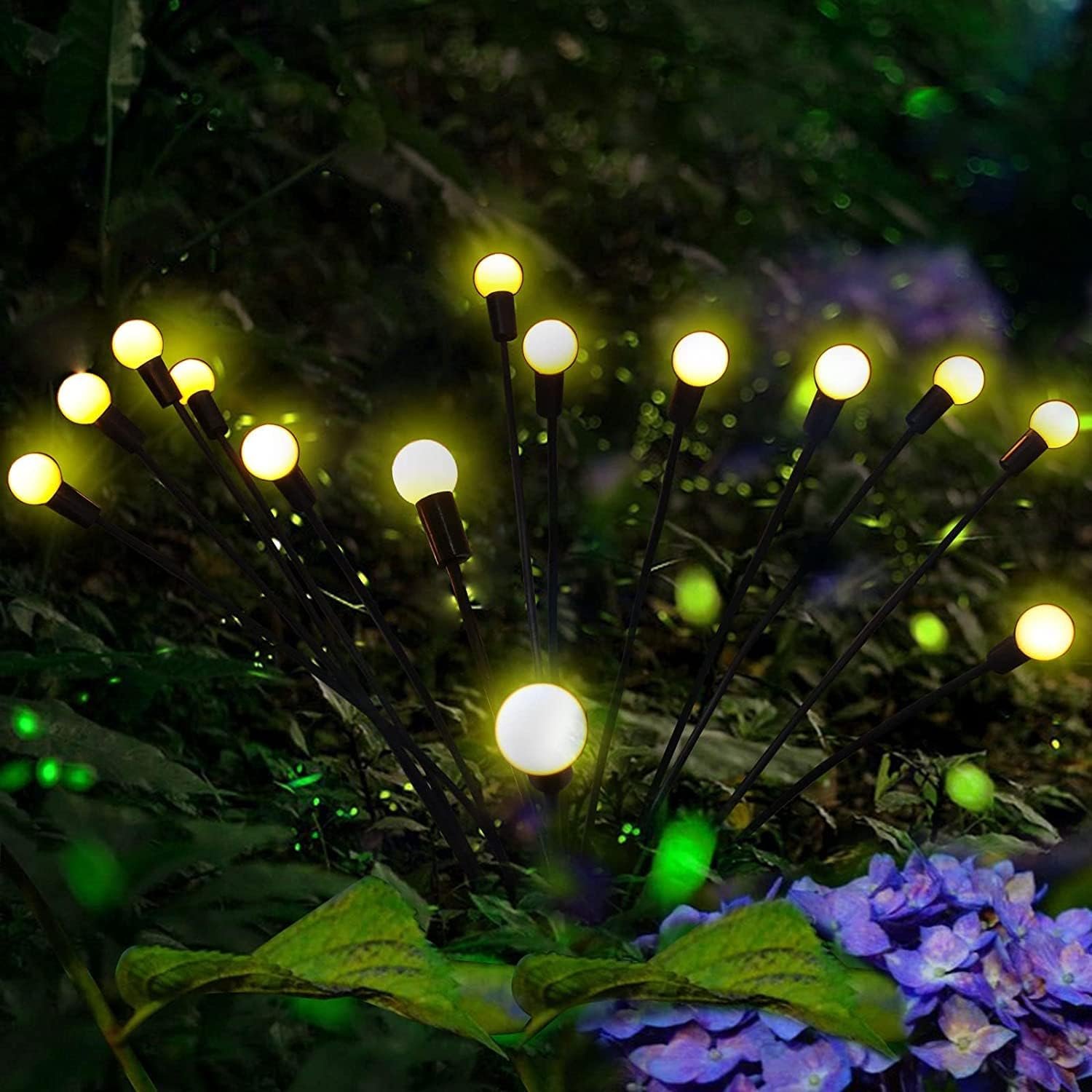 واي جي اف وال مصابيح حديقة تعمل بالطاقة الشمسية من فايرفلاي - للاستخدام الخارجي، 16 مصباح LED لكل منها (ابيض دافئ، عبوة من قطعتين) - صورة 9