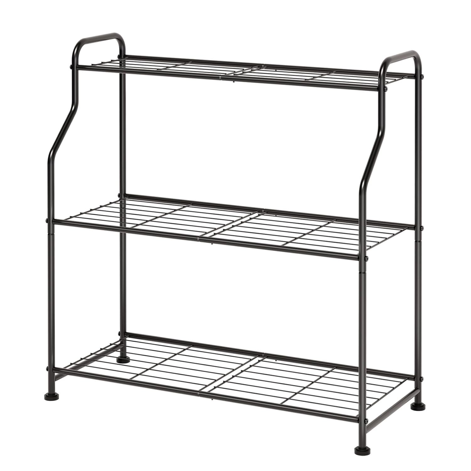 Kitsure Plant Stand Indoor & Outdoor - 3-Tier Metal Plant Shelf with Adjustable Leveling Feet, Easy to Assemble Planter Stand for Patio, Balcony, or Garden (Black, 27" x 11.4" x... - صورة 3