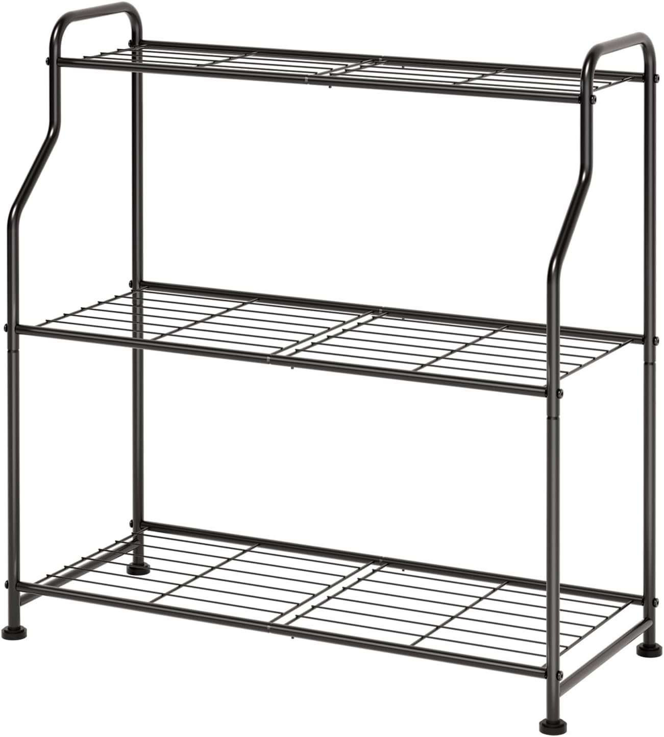 Kitsure Plant Stand Indoor & Outdoor - 3-Tier Metal Plant Shelf with Adjustable Leveling Feet, Easy to Assemble Planter Stand for Patio, Balcony, or Garden (Black, 27" x 11.4" x...