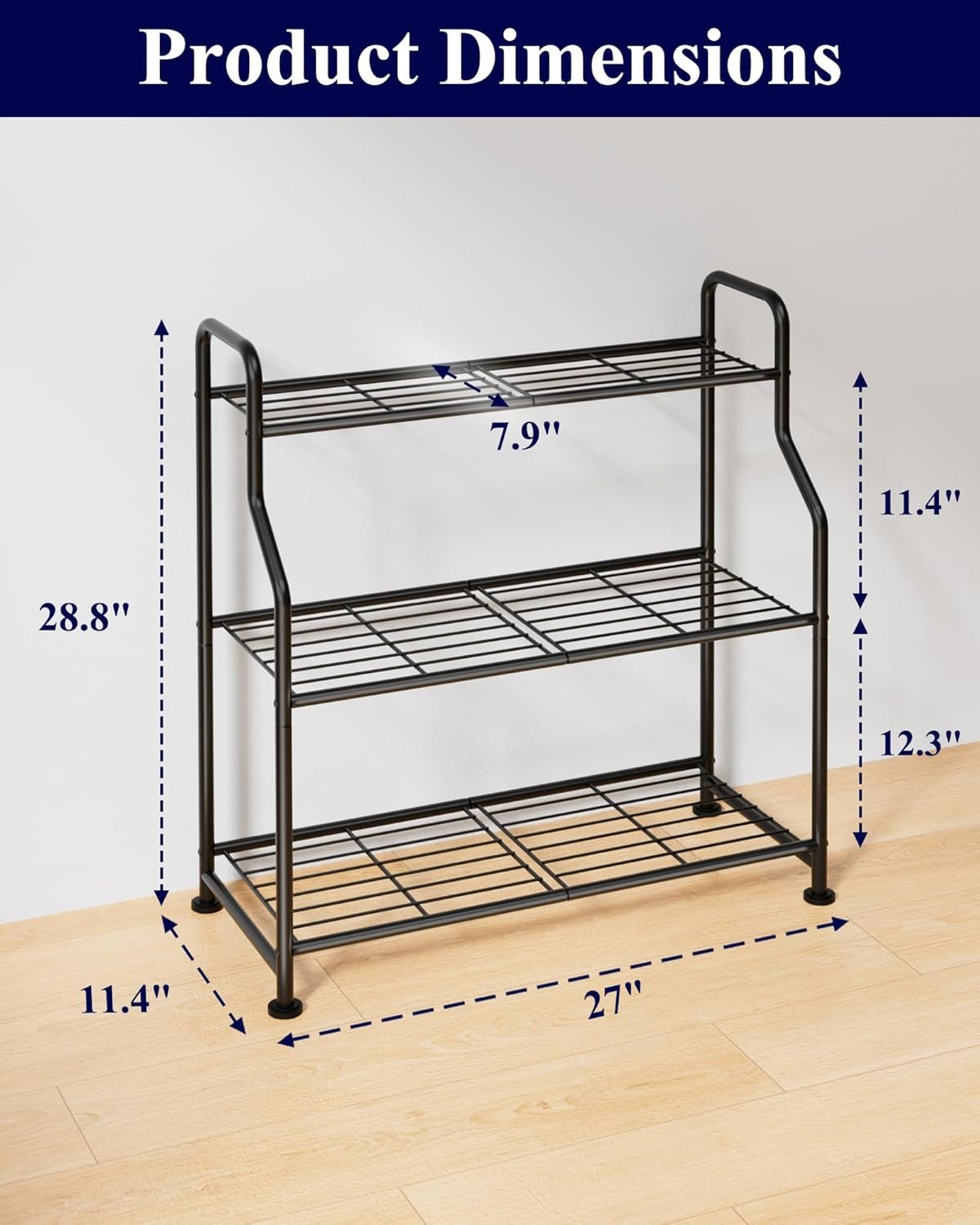 Kitsure Plant Stand Indoor & Outdoor - 3-Tier Metal Plant Shelf with Adjustable Leveling Feet, Easy to Assemble Planter Stand for Patio, Balcony, or Garden (Black, 27" x 11.4" x... - صورة 4