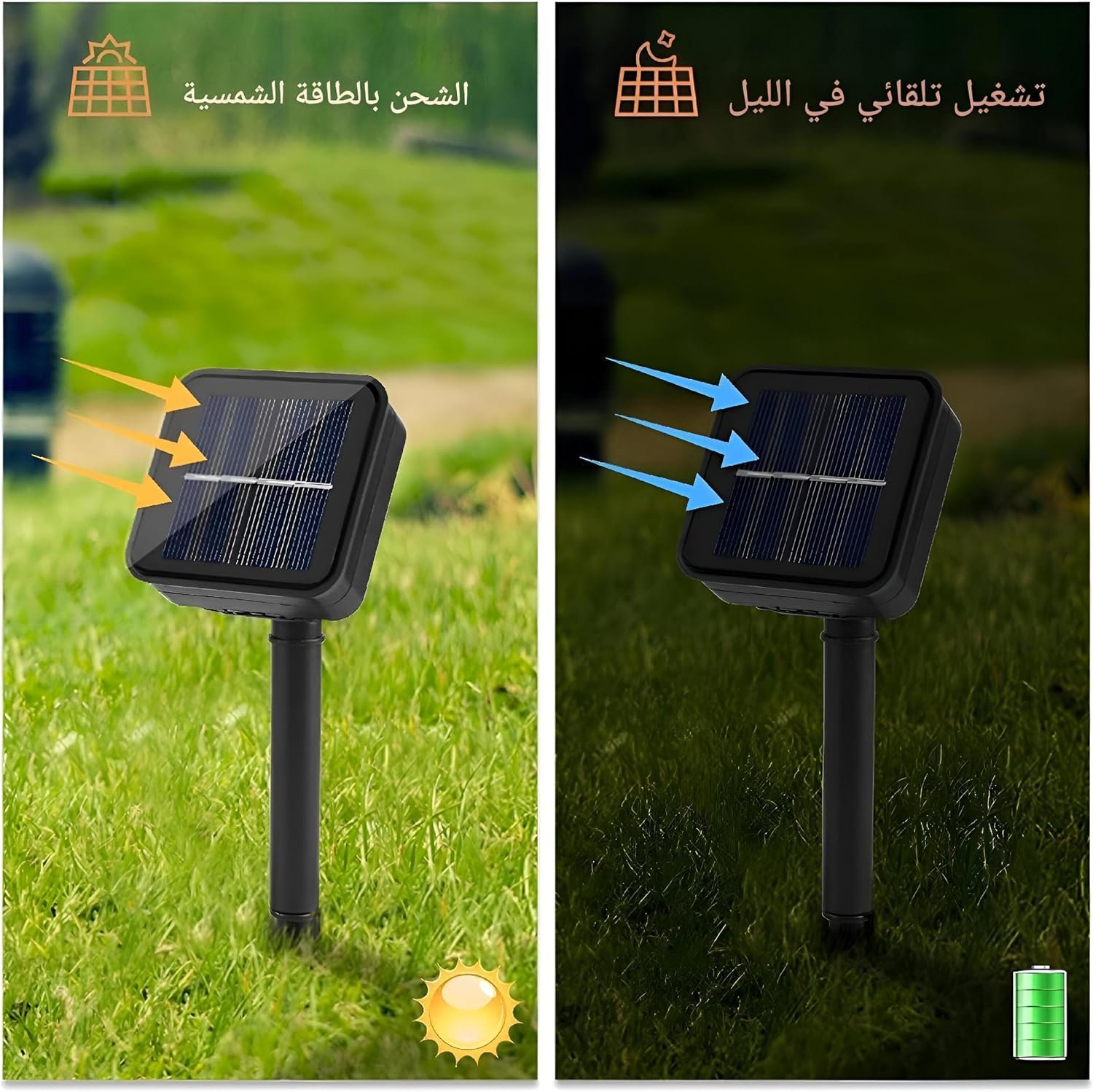 مصابيح شمسية مقاومة للماء - حوّل حديقتك مع مصابيح ثلج تعمل بالطاقة الشمسية بطول 3 متر تضيف لمسة سحرية لأي مناسبة، مثالية لأعياد الميلاد والزفاف والاحتفالات الخارجية. - صورة 5
