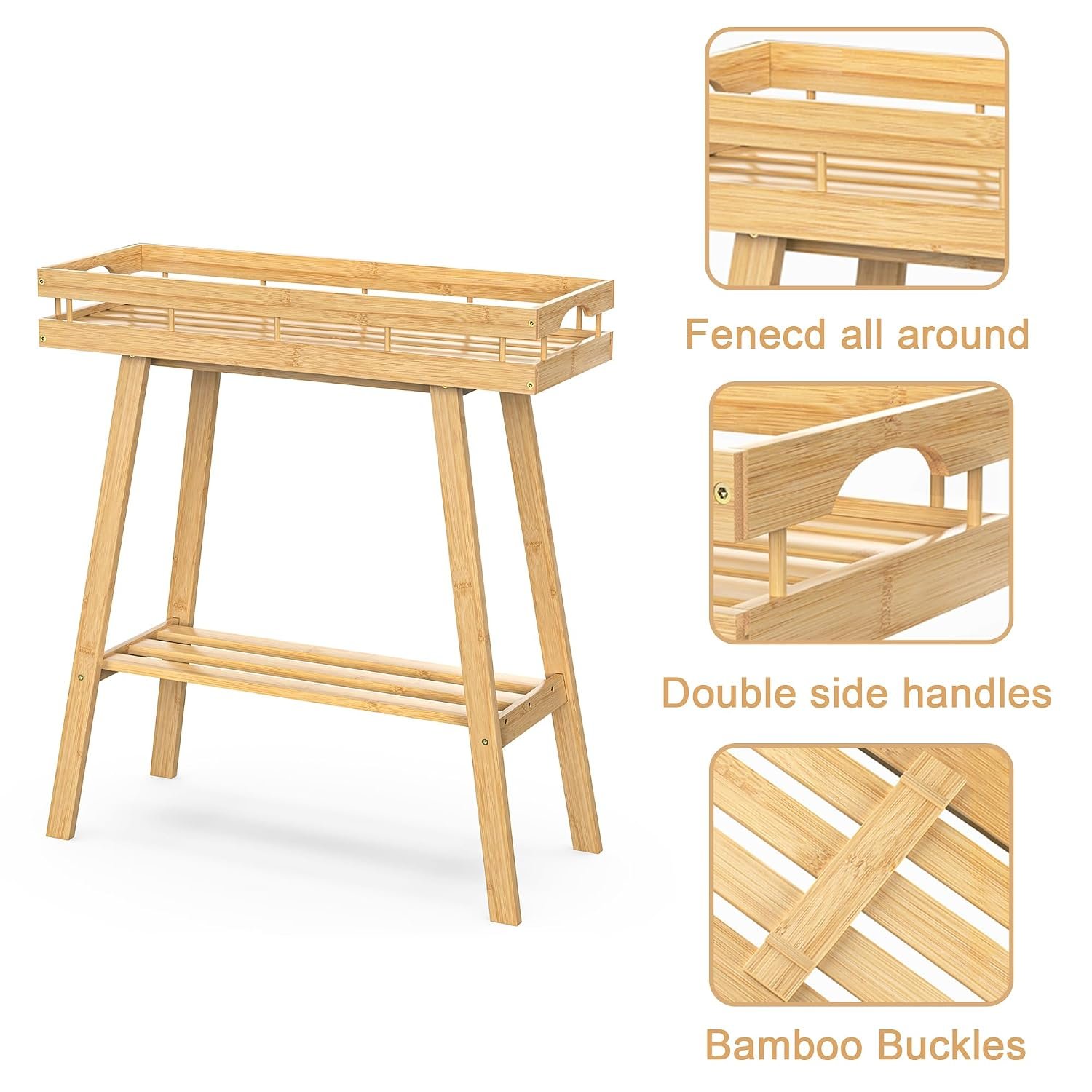 BAMBANG Bamboo Plant Stand Indoor, 2 Tier Small Plant Table, Tall Plant Stand for Indoor Plants, Window Sill Plant Shelf, Flower Pot Holder Plant Bench Plant Rack for Living... - صورة 7