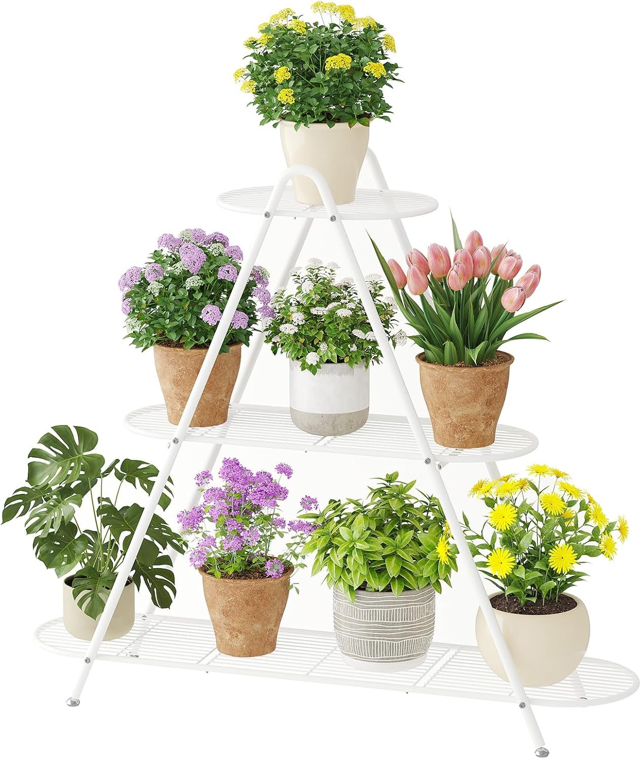 STDDRE Plant Stand Indoor Plant Shelf Outdoor Corner Tall Plant Rack 3-Tier Large Metal Plant Holder Heavy-Duty Flower Rack for Patio,Living Room,Garden Decor (Black) - صورة 8