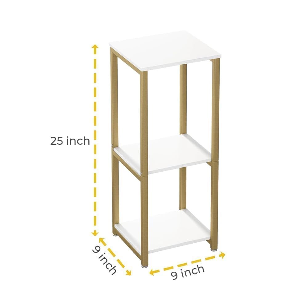 Engineer Wood Plant Stand Indoor Outdoor,Tall Metal Plant Stands, 3 tier Flower Pot Plant Holder, Modern Plant Shelf for Corner Living & Bed Room Decor (GOLDEN WHITE) - صورة 7