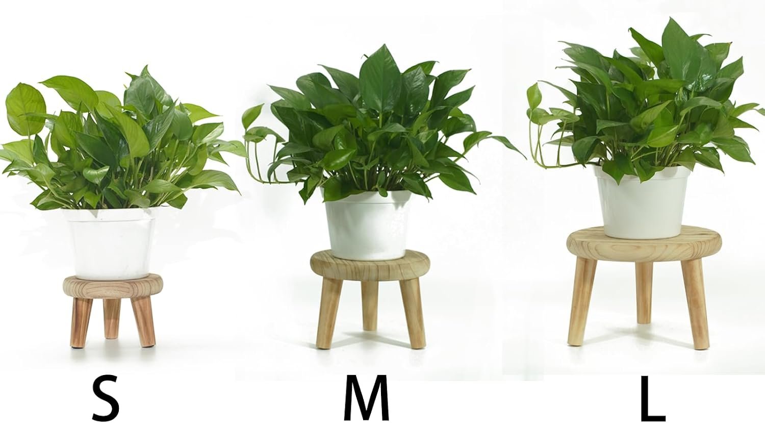 2Pcs Small Wooden Stools for Plants, Wood Stool Plant Stand, 8inch Solid Wood Garden Plant Pot Riser, Mini Round Flower Display Stand Plant Holder Indoor for Home Bonsai Potted... - صورة 3