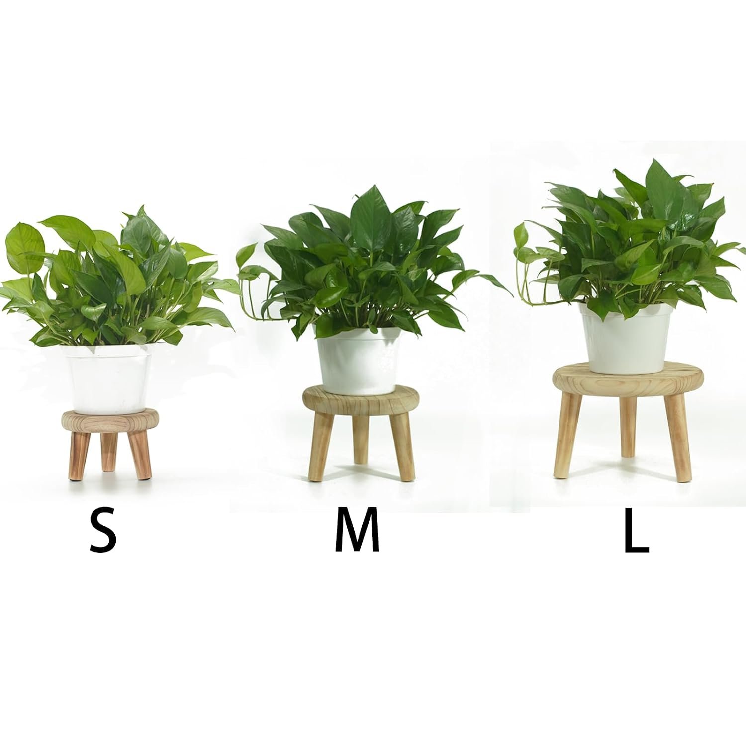 2Pcs Small Wooden Stools for Plants, Wood Stool Plant Stand, 8inch Solid Wood Garden Plant Pot Riser, Mini Round Flower Display Stand Plant Holder Indoor for Home Bonsai Potted... - صورة 5