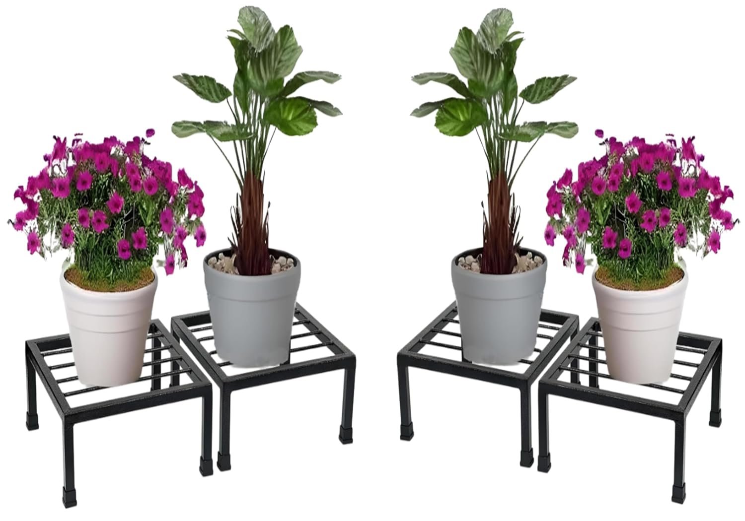 A-One Steels Garden Plant stand Flower Pot Holder Plant Pot Stand Heavy Duty 10"X10"X4" Inch (BLACK) (SQUARE TUBE PACK OF 4) - صورة 3