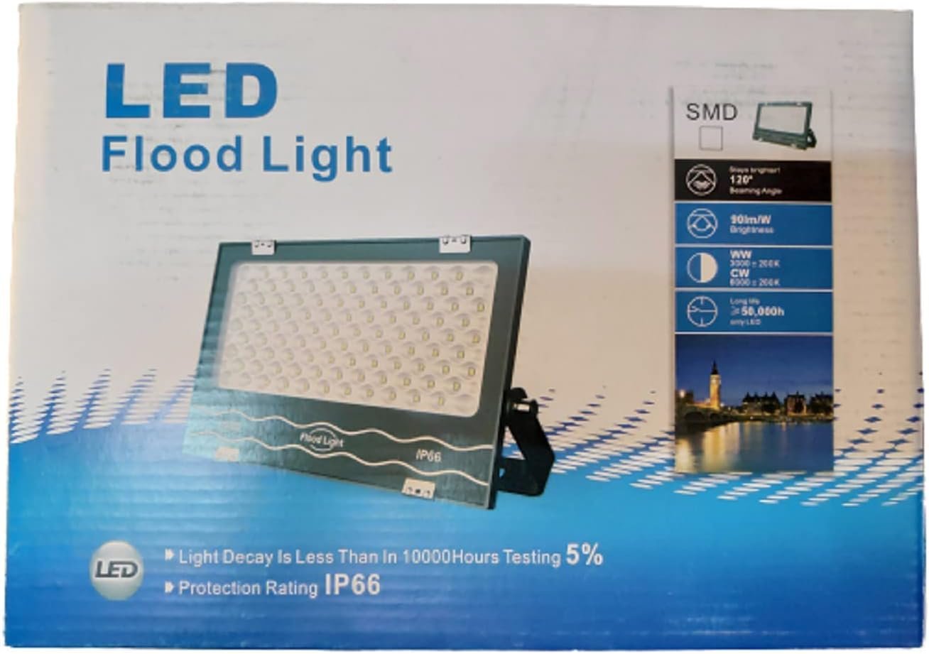 ضوء كشاف LED للاستخدام الخارجي من المتجر بقدرة 100 وات، 3 قطع، اسود، مادة صناعية - صورة 3