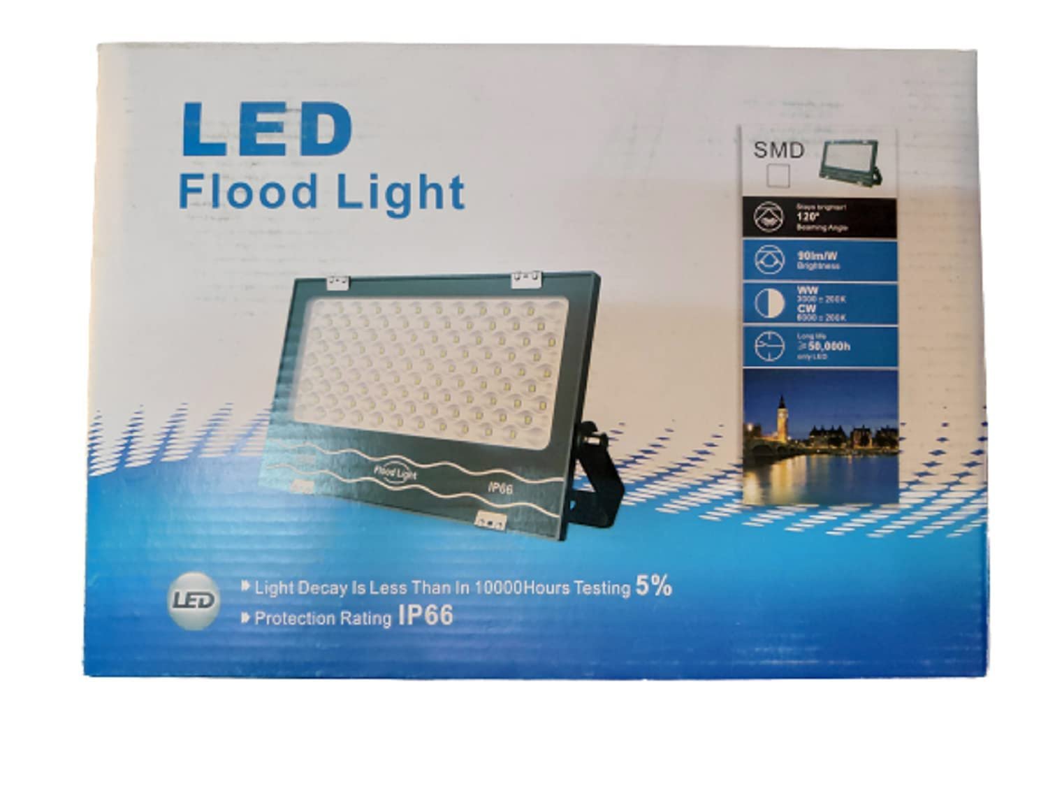 ضوء كشاف LED للاستخدام الخارجي من المتجر بقدرة 100 وات، 3 قطع، اسود، مادة صناعية - صورة 6
