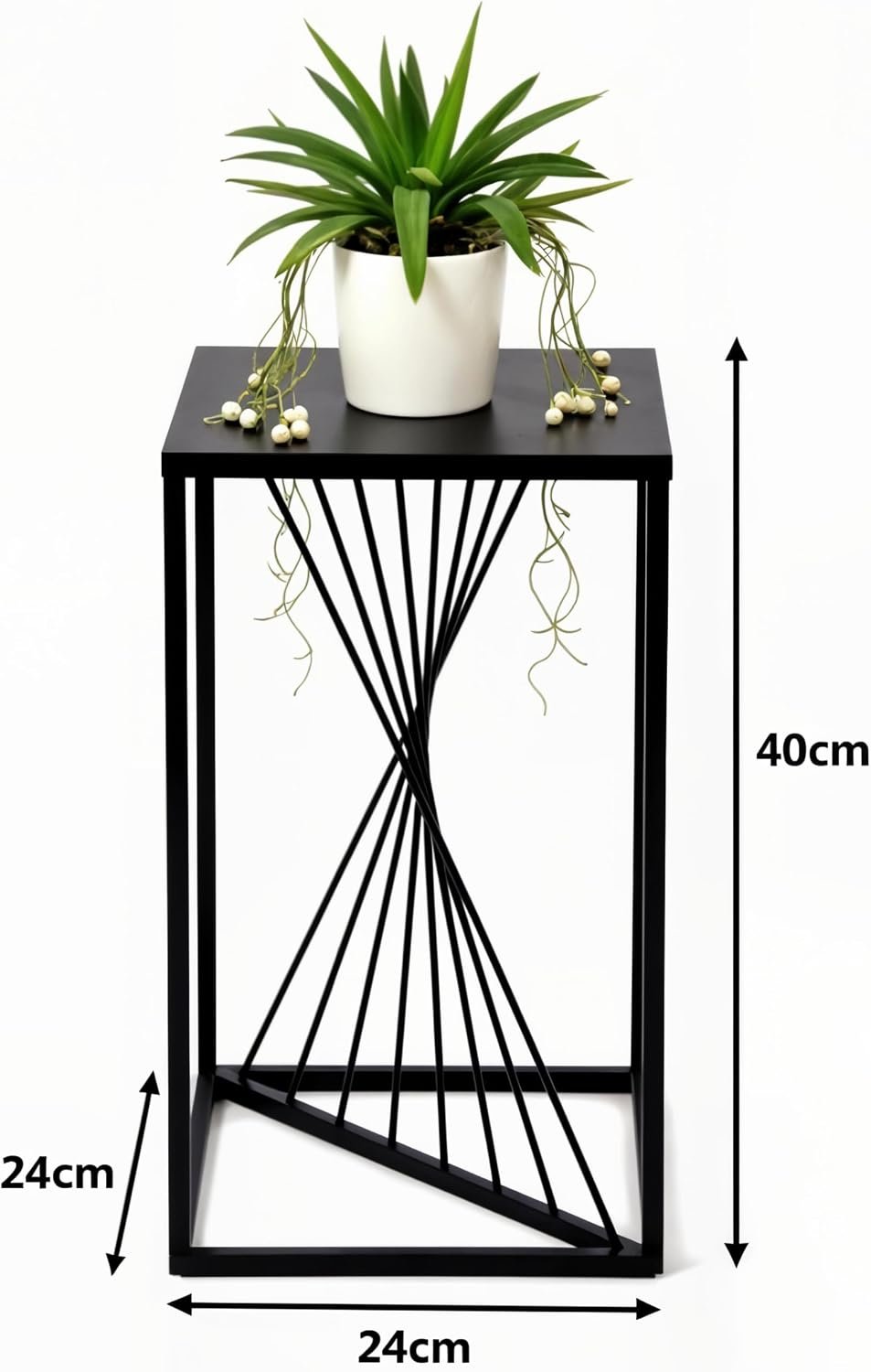 River Plant Stand - 24 x 24 x 40 cm - Colour Black - for Indoor Flowers - Metal Shelf - Decorative Table - Flower Stand - for Corner Room, Living Room, Balcony - صورة 2