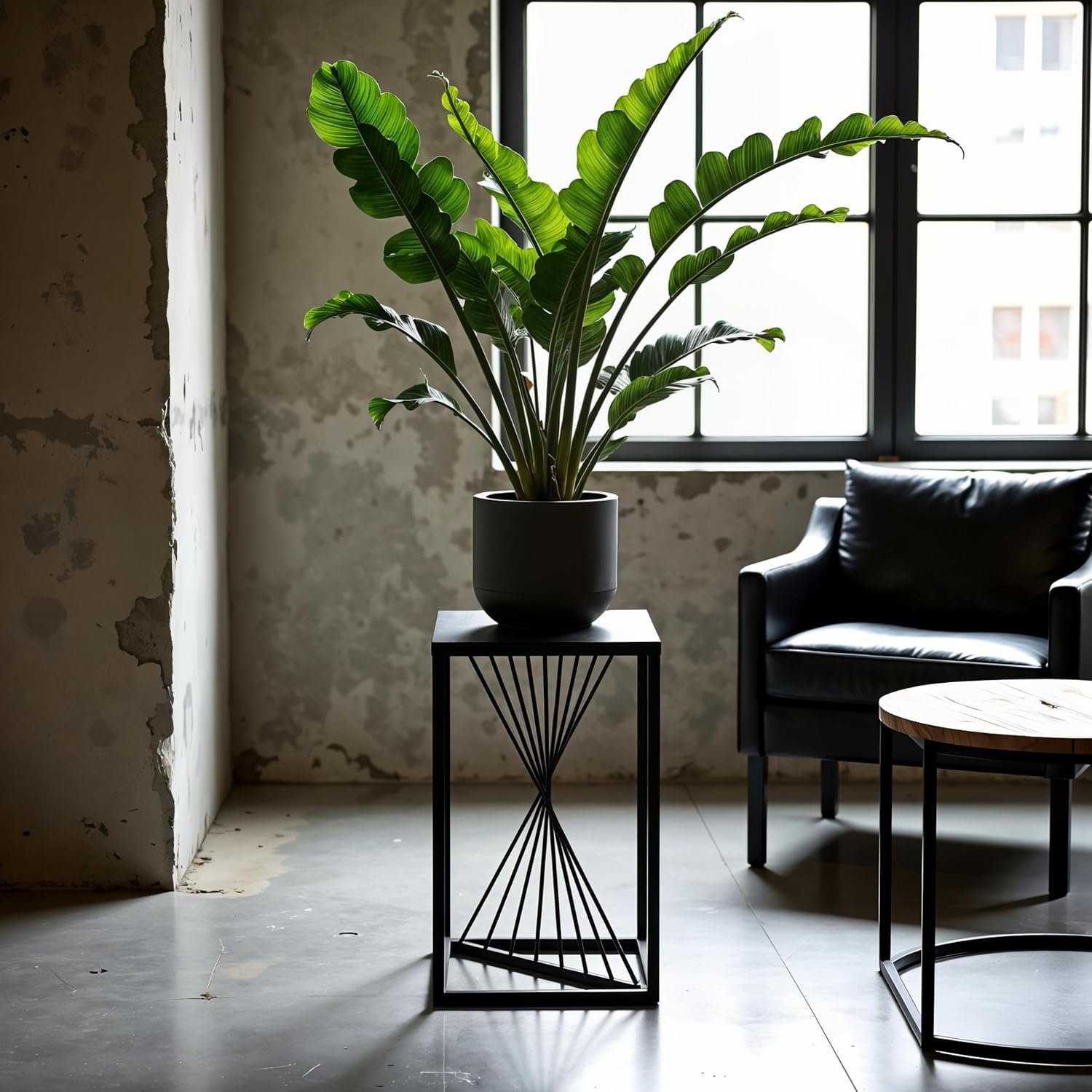 River Plant Stand - 24 x 24 x 40 cm - Colour Black - for Indoor Flowers - Metal Shelf - Decorative Table - Flower Stand - for Corner Room, Living Room, Balcony - صورة 4
