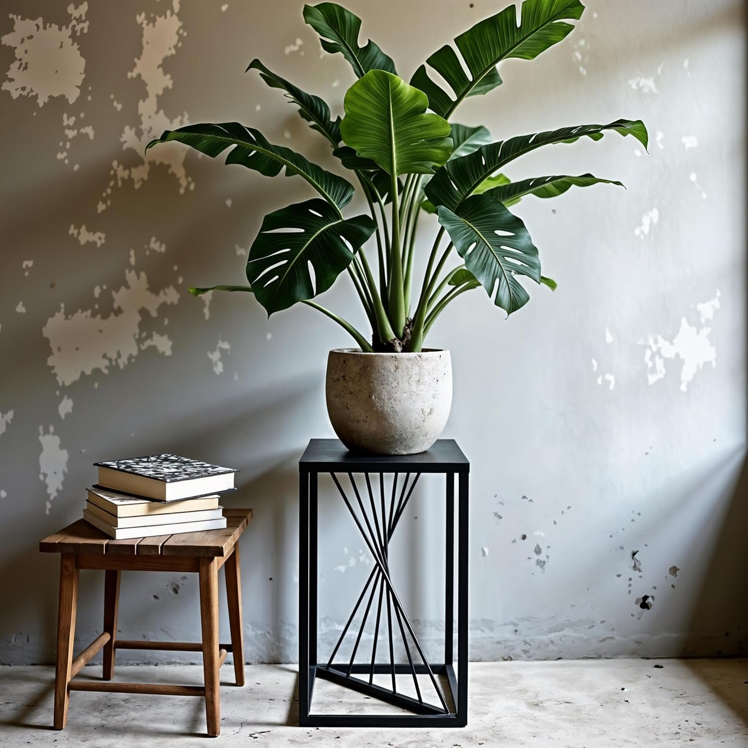 River Plant Stand - 24 x 24 x 40 cm - Colour Black - for Indoor Flowers - Metal Shelf - Decorative Table - Flower Stand - for Corner Room, Living Room, Balcony - صورة 5