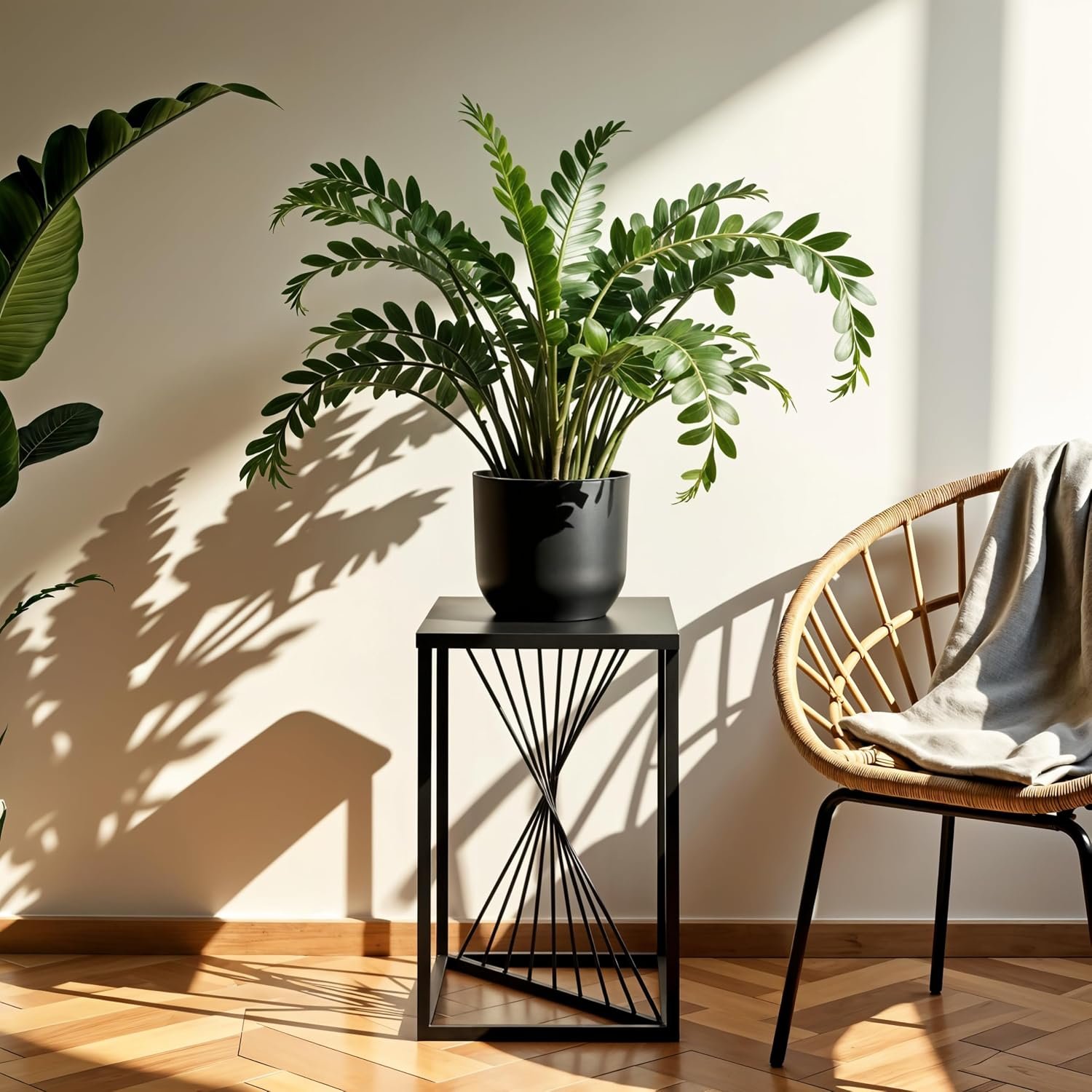 River Plant Stand - 24 x 24 x 40 cm - Colour Black - for Indoor Flowers - Metal Shelf - Decorative Table - Flower Stand - for Corner Room, Living Room, Balcony - صورة 6