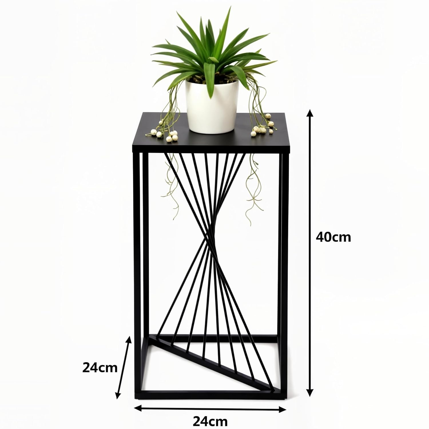 River Plant Stand - 24 x 24 x 40 cm - Colour Black - for Indoor Flowers - Metal Shelf - Decorative Table - Flower Stand - for Corner Room, Living Room, Balcony - صورة 11