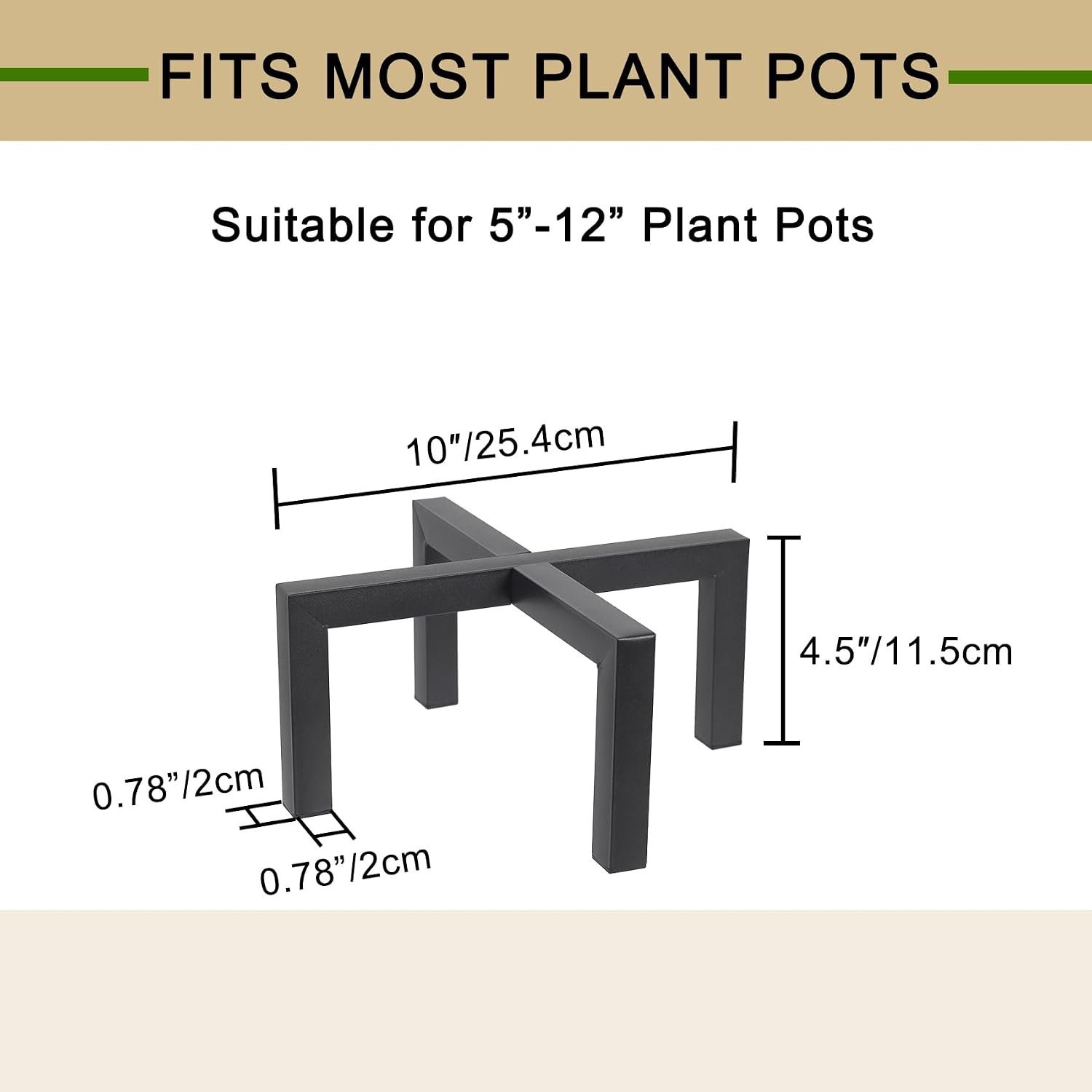 Plant Stand Indoor Outdoor, Heavy Duty Metal Plant Pot Holder, Mid Century Modern Planter Stands, Floor Flower Pot Holder, Fit 5-12 Inches Pots (Black, Fit 5-12 inch pots) - صورة 5