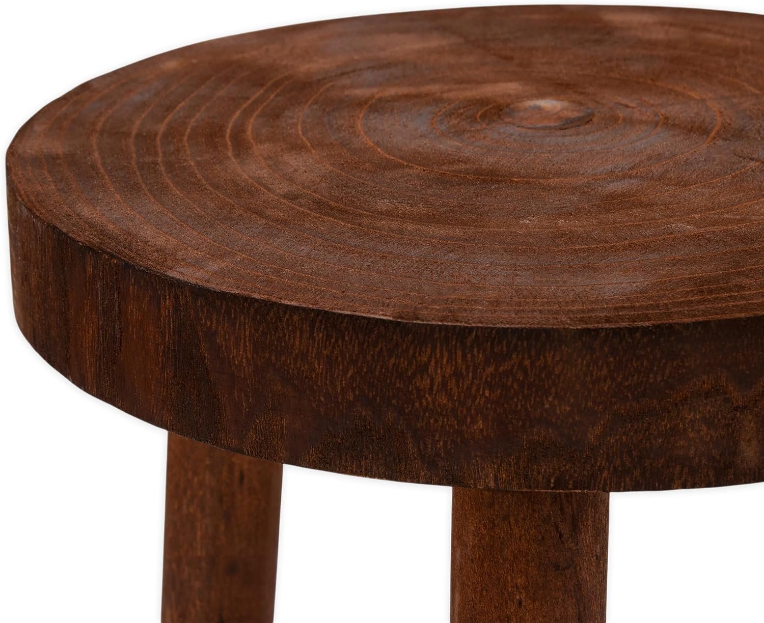 Wooden Flower Stool with 3 Legs, Brown, Set of 3, 30/26/22 cm, Solid Wood Decorative Plant Stand, Round, Real Wood Stool Stand for Flowers, Potted Plant, Garden, Balcony, Home... - صورة 4