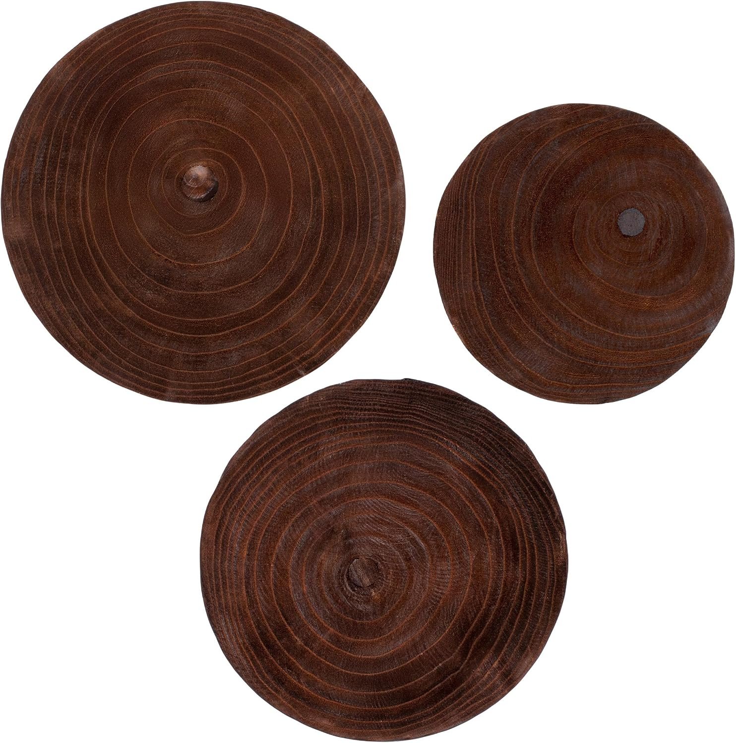 Wooden Flower Stool with 3 Legs, Brown, Set of 3, 30/26/22 cm, Solid Wood Decorative Plant Stand, Round, Real Wood Stool Stand for Flowers, Potted Plant, Garden, Balcony, Home... - صورة 5