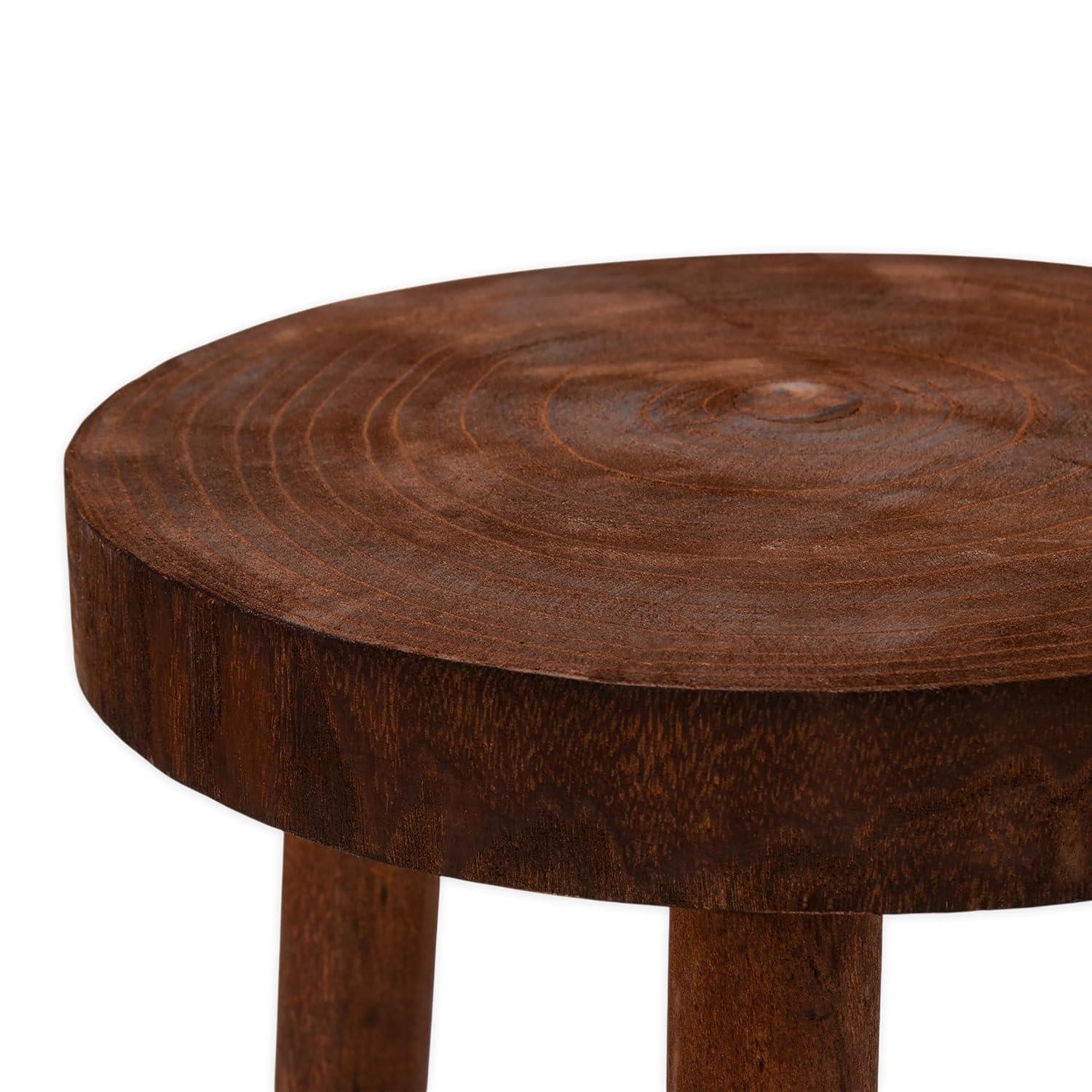 Wooden Flower Stool with 3 Legs, Brown, Set of 3, 30/26/22 cm, Solid Wood Decorative Plant Stand, Round, Real Wood Stool Stand for Flowers, Potted Plant, Garden, Balcony, Home... - صورة 10