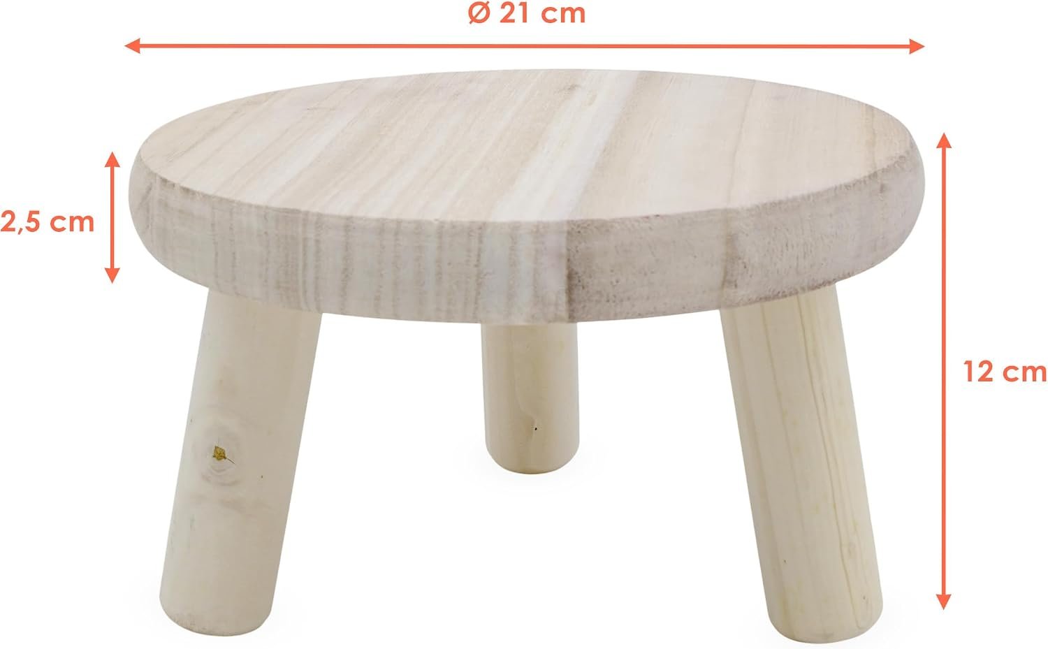 كرسي زهور خشبي طبيعي من سبيتيبو مع 3 ارجل - 21 × 12 سم - حامل نباتات خشبي صلب دائري طبيعي - مقعد مزخرف حامل زهور بقاعدة نباتات طبق زهور طاولة جانبية صغيرة - صورة 2