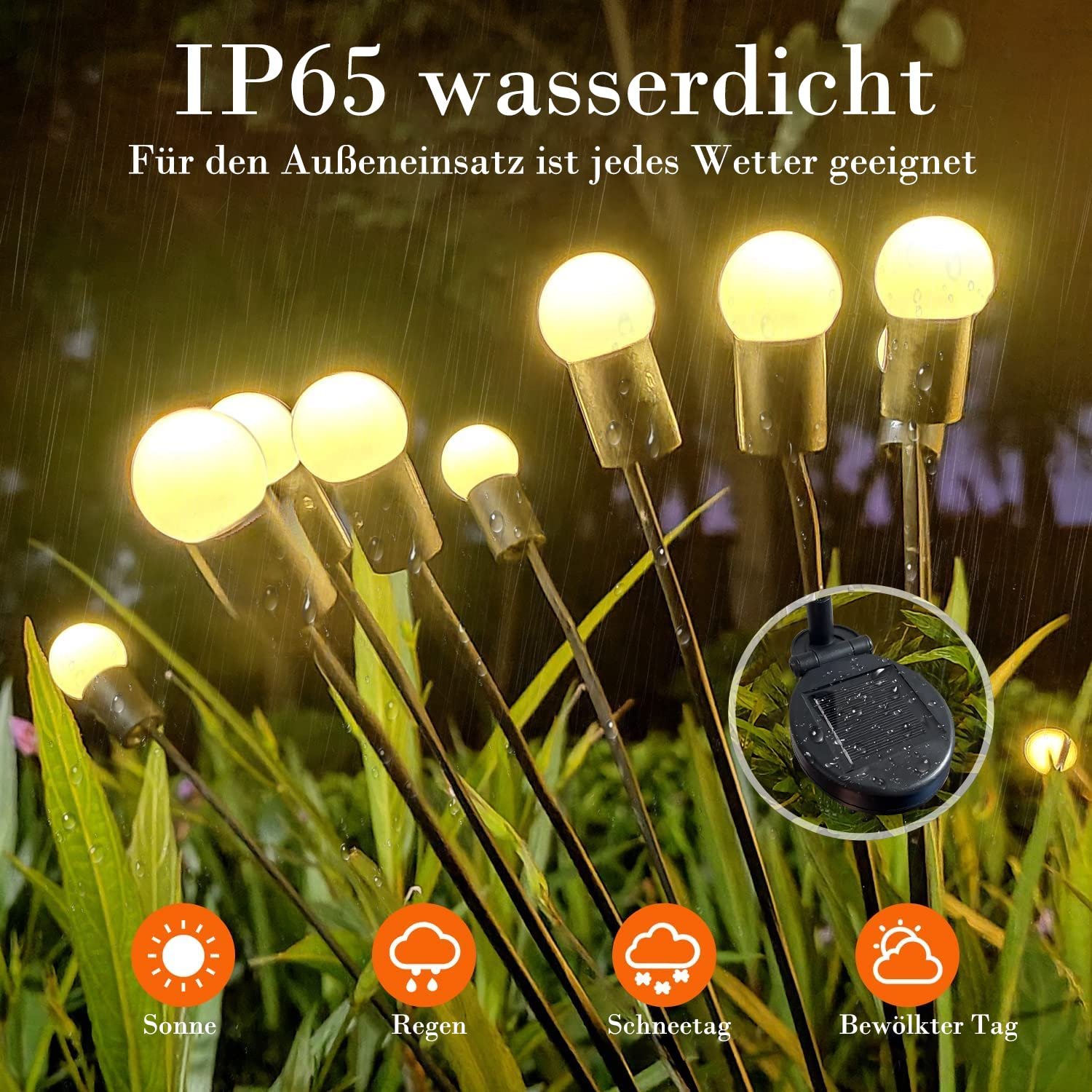 مصابيح LED تعمل بالطاقة الشمسية لتزيين الحديقة اضاءة خارجية على شكل يراعات مقاومة للماء الفناء والحديقة والفناء الخلفي والكريسماس (عبوة من قطعتين) - صورة 10