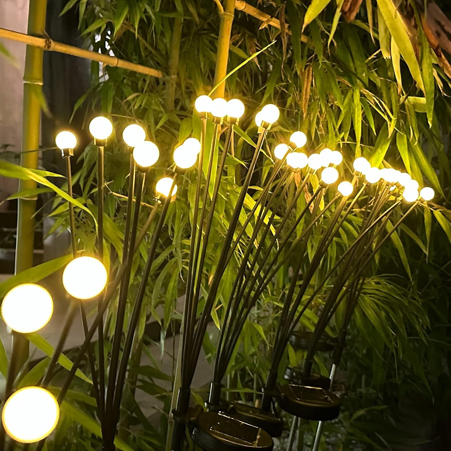 مصابيح LED تعمل بالطاقة الشمسية لتزيين الحديقة اضاءة خارجية على شكل يراعات مقاومة للماء الفناء والحديقة والفناء الخلفي والكريسماس (عبوة من قطعتين) - صورة 6