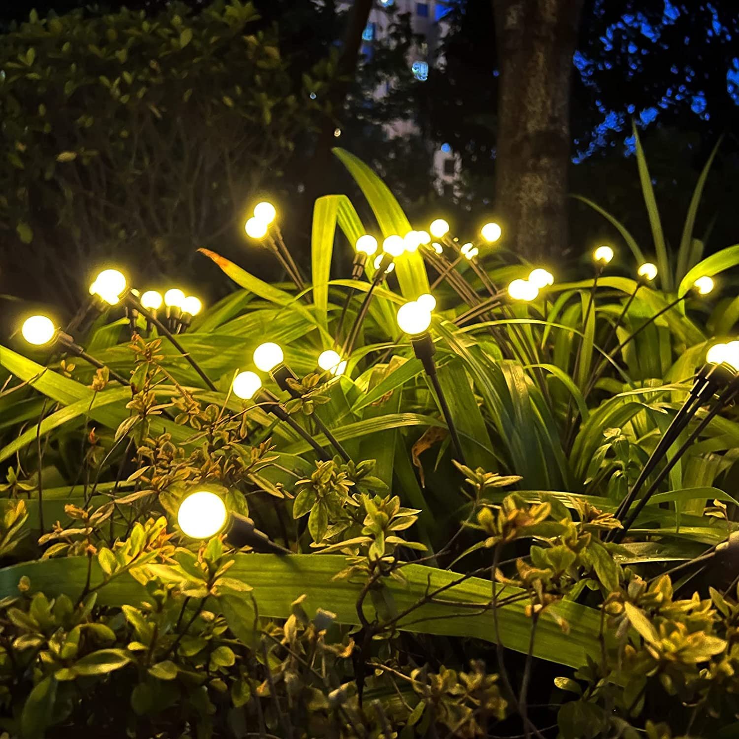 مصابيح LED تعمل بالطاقة الشمسية لتزيين الحديقة اضاءة خارجية على شكل يراعات مقاومة للماء الفناء والحديقة والفناء الخلفي والكريسماس (عبوة من قطعتين) - صورة 7