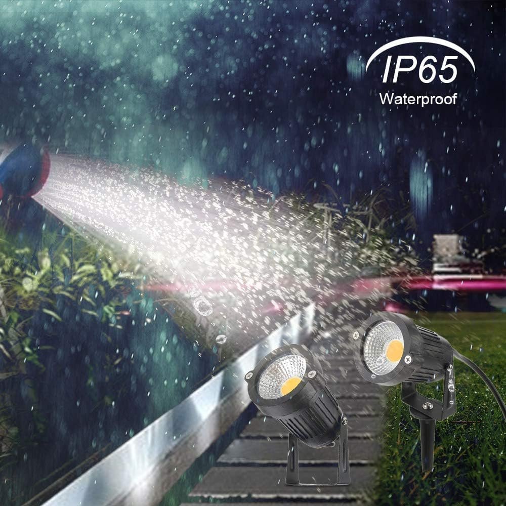لمبه سبوط حربة زرع لاضاءة الحدائق والحوائط الديكوريه مصباح حديقة LED ديكور خارجي فائق السطوع عالي الطاقة للحديقة والجدار والفناء والممر، ألومنيوم 7 وات بكاب إضاءه ورم - معدن - اسود - صورة 7