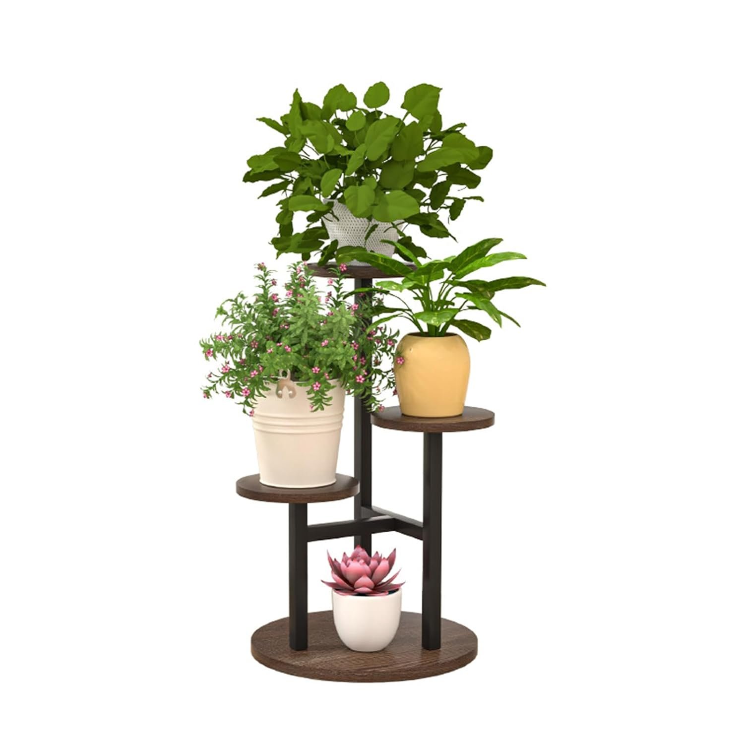 4 Tier Corner Plant Stand Indoor, Tall Metal Plant Shelf for Multiple Plants, Outdoor Display Rack Flower Stand for Patio Garden Balcony Living Room Bedroom Patio(Brown) - صورة 5