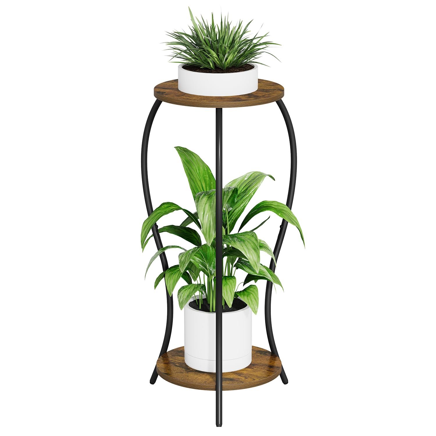 Plant Stand Indoor Outdoor,2 Tier Round Potted Holder Stand,Flower Pot Stand,Plant Supports Rack,Corner Plant Shelf for Planter Garden Balcony Patio Living Room - صورة 10