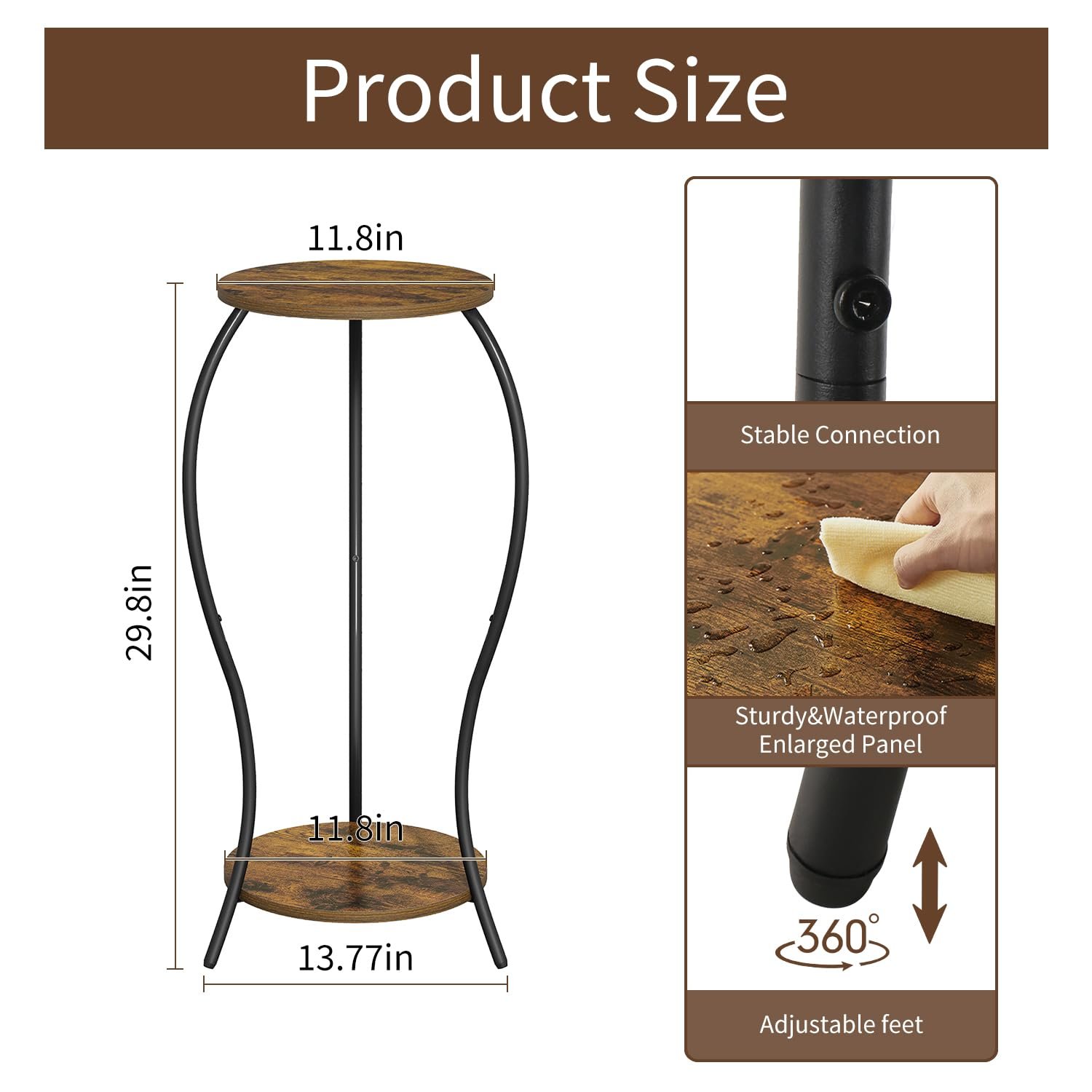 Plant Stand Indoor Outdoor,2 Tier Round Potted Holder Stand,Flower Pot Stand,Plant Supports Rack,Corner Plant Shelf for Planter Garden Balcony Patio Living Room - صورة 12