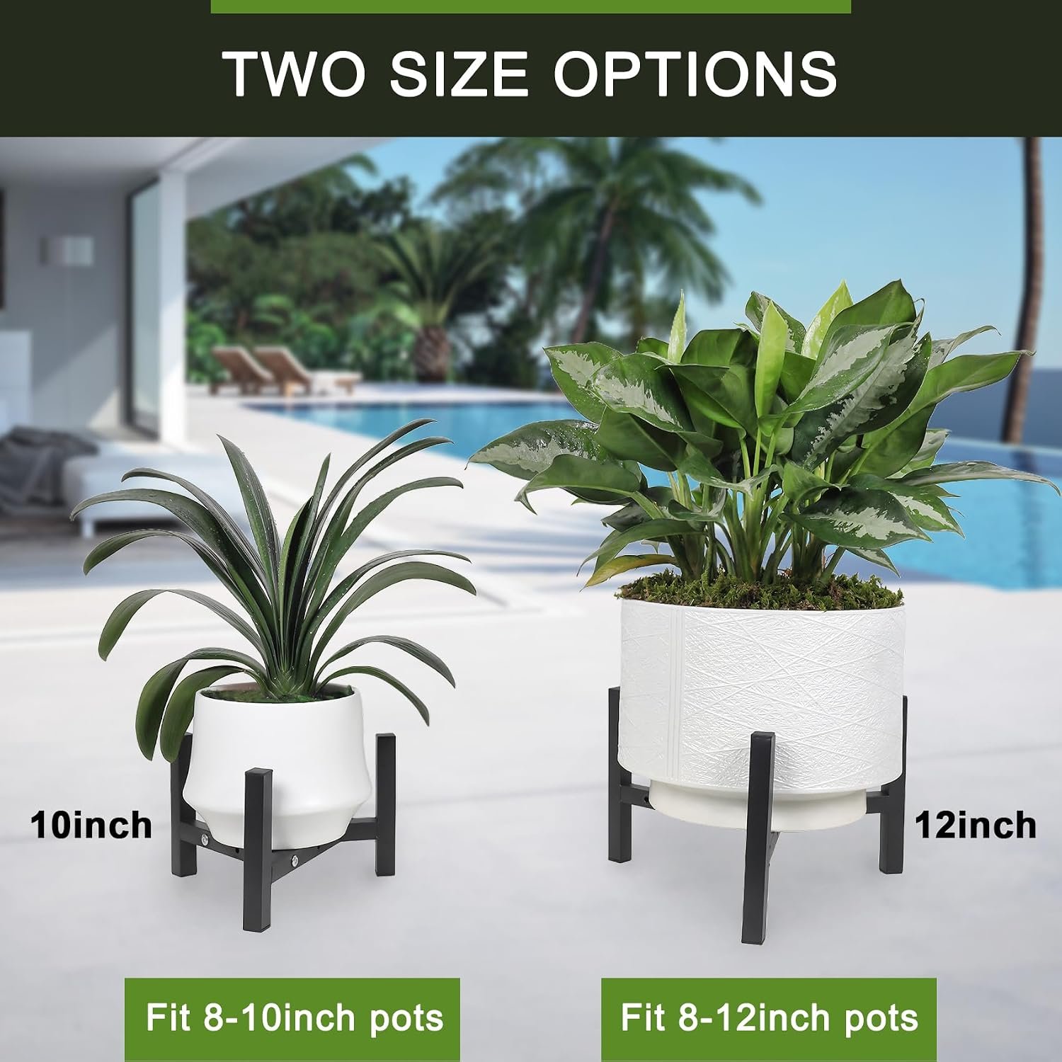 Vigordream Metal Plant Stand, Adjustable Heavy Duty Sturdy Plant Holder for Indoor Outdoor Use, 2 Height Displays Single Plant Pot Stand (Black, Fit 8-10inch pots) - صورة 5