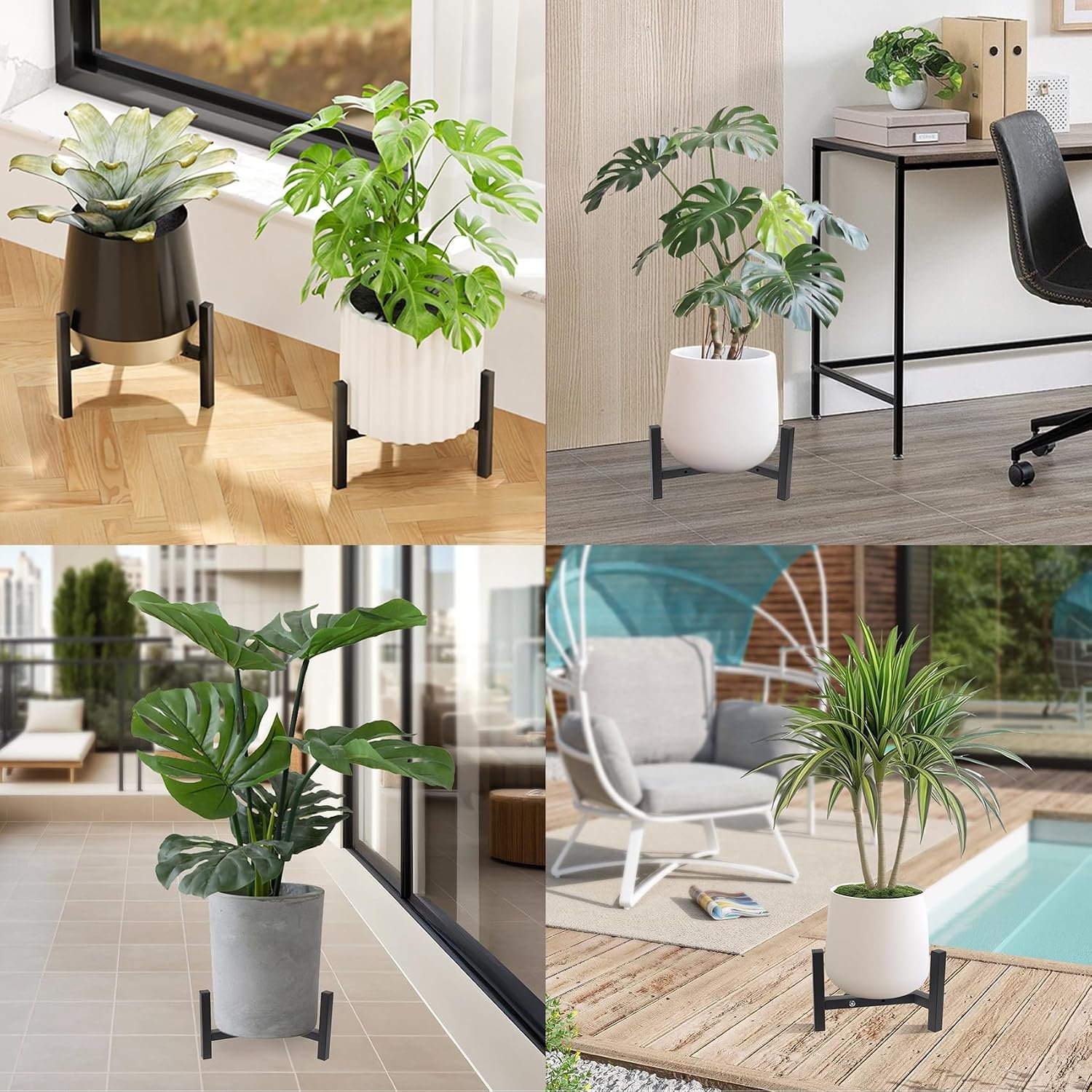 Vigordream Metal Plant Stand, Adjustable Heavy Duty Sturdy Plant Holder for Indoor Outdoor Use, 2 Height Displays Single Plant Pot Stand (Black, Fit 8-10inch pots) - صورة 6