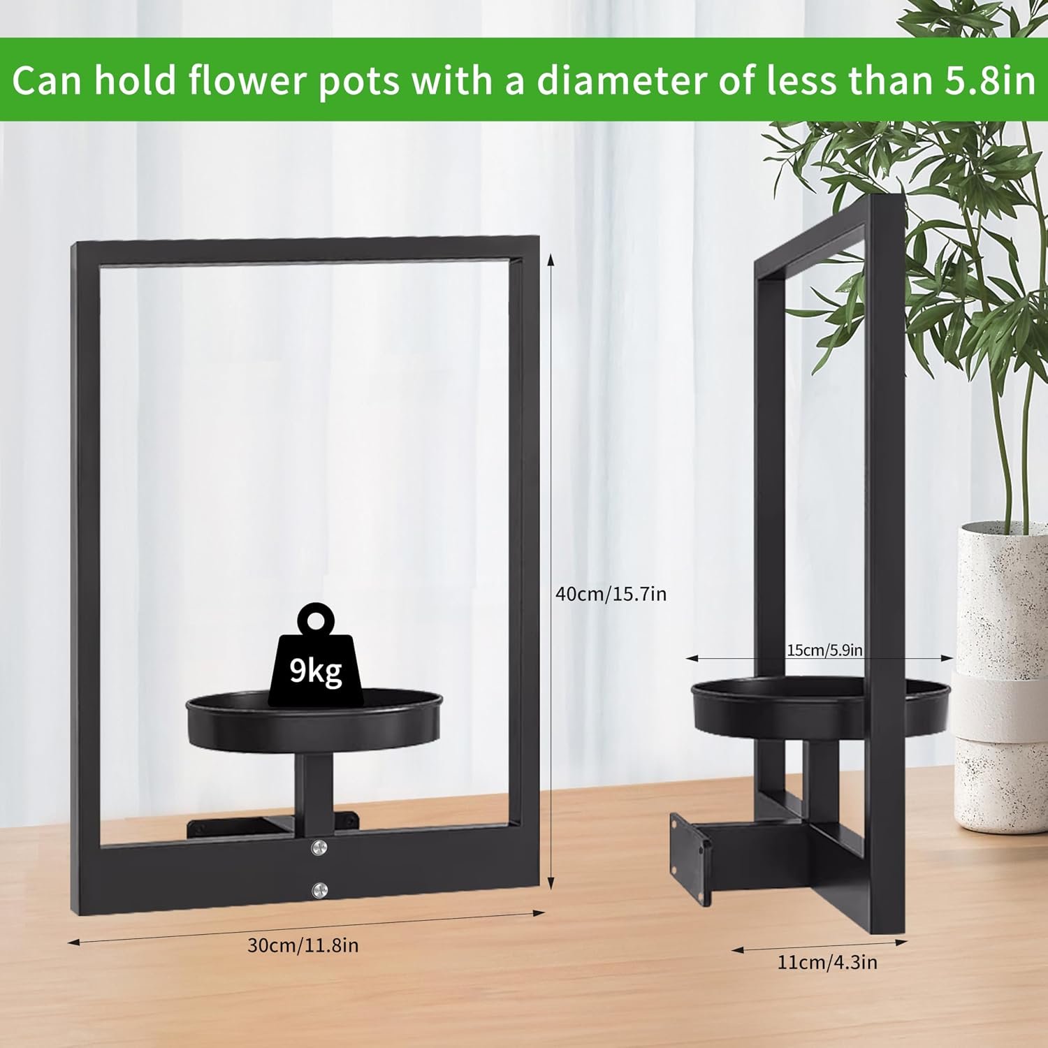 3 Pcs Indoor Wall Plant Stand Metal Plant Rack Window Plant Shelves Hanging Planters Display Shelving for Hanging Plants for Home Indoor and Outdoor - صورة 3