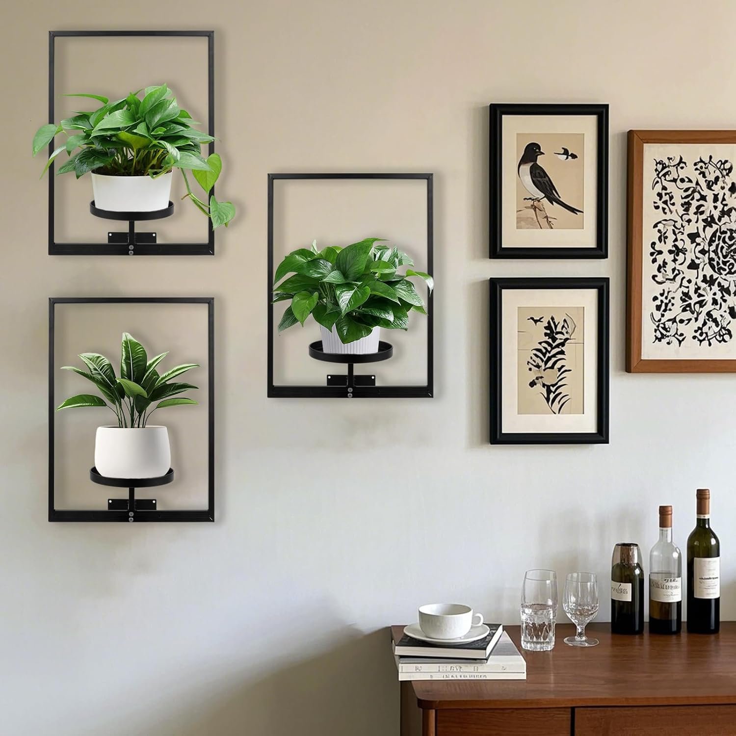 3 Pcs Indoor Wall Plant Stand Metal Plant Rack Window Plant Shelves Hanging Planters Display Shelving for Hanging Plants for Home Indoor and Outdoor - صورة 5