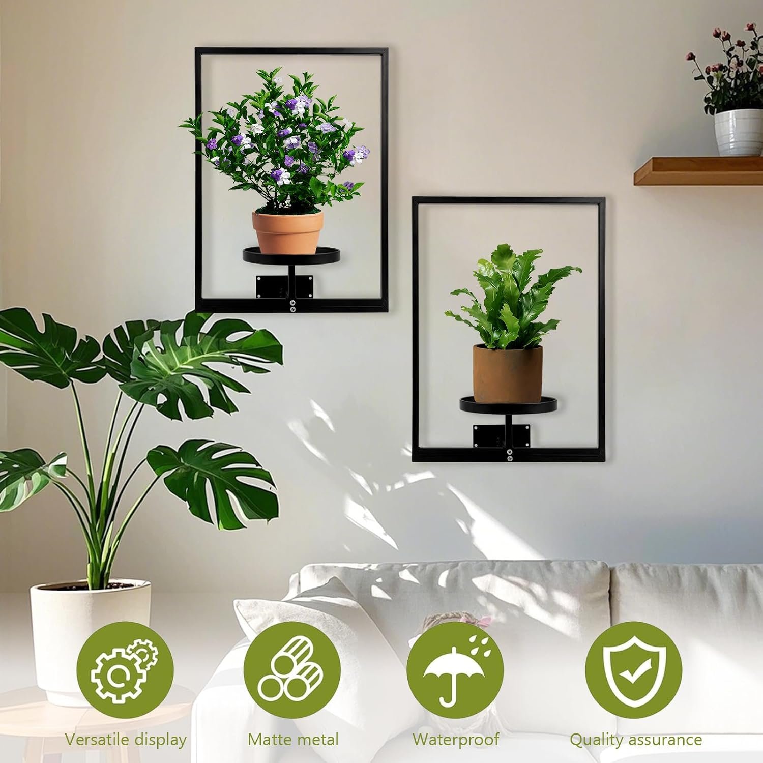 3 Pcs Indoor Wall Plant Stand Metal Plant Rack Window Plant Shelves Hanging Planters Display Shelving for Hanging Plants for Home Indoor and Outdoor - صورة 6