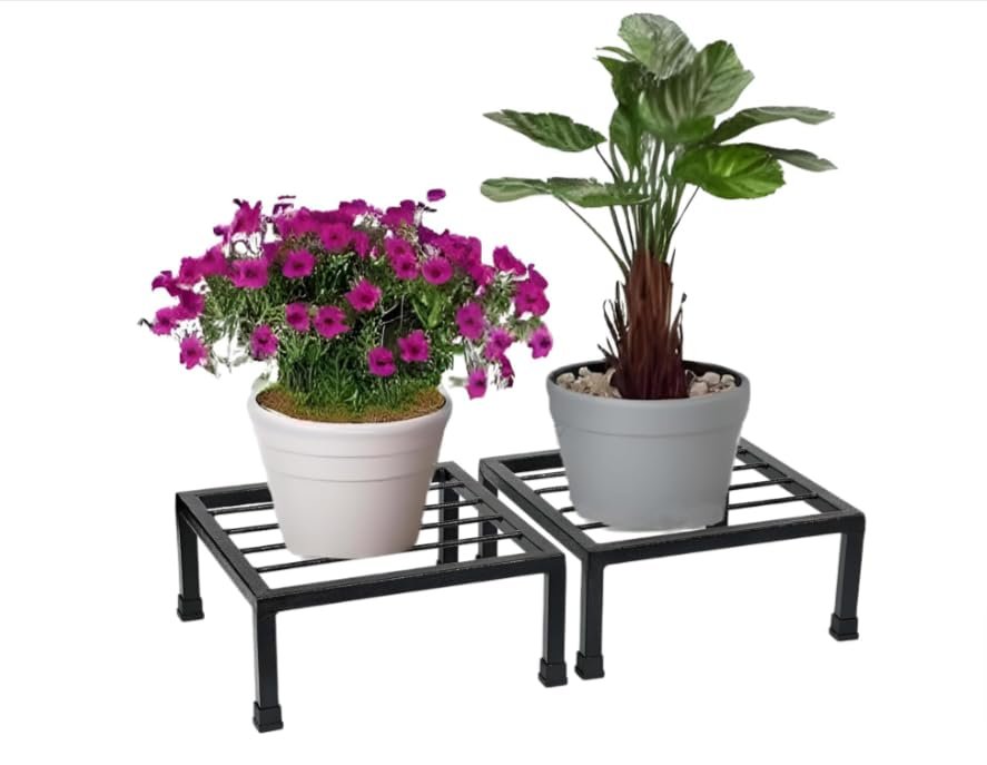 Plant Stand for Balcony, Heavy Gauge Iron Stand for Outdoor/Indoor Pots, Gamla Stand for Home/Garden, Set of 4, Black - صورة 6