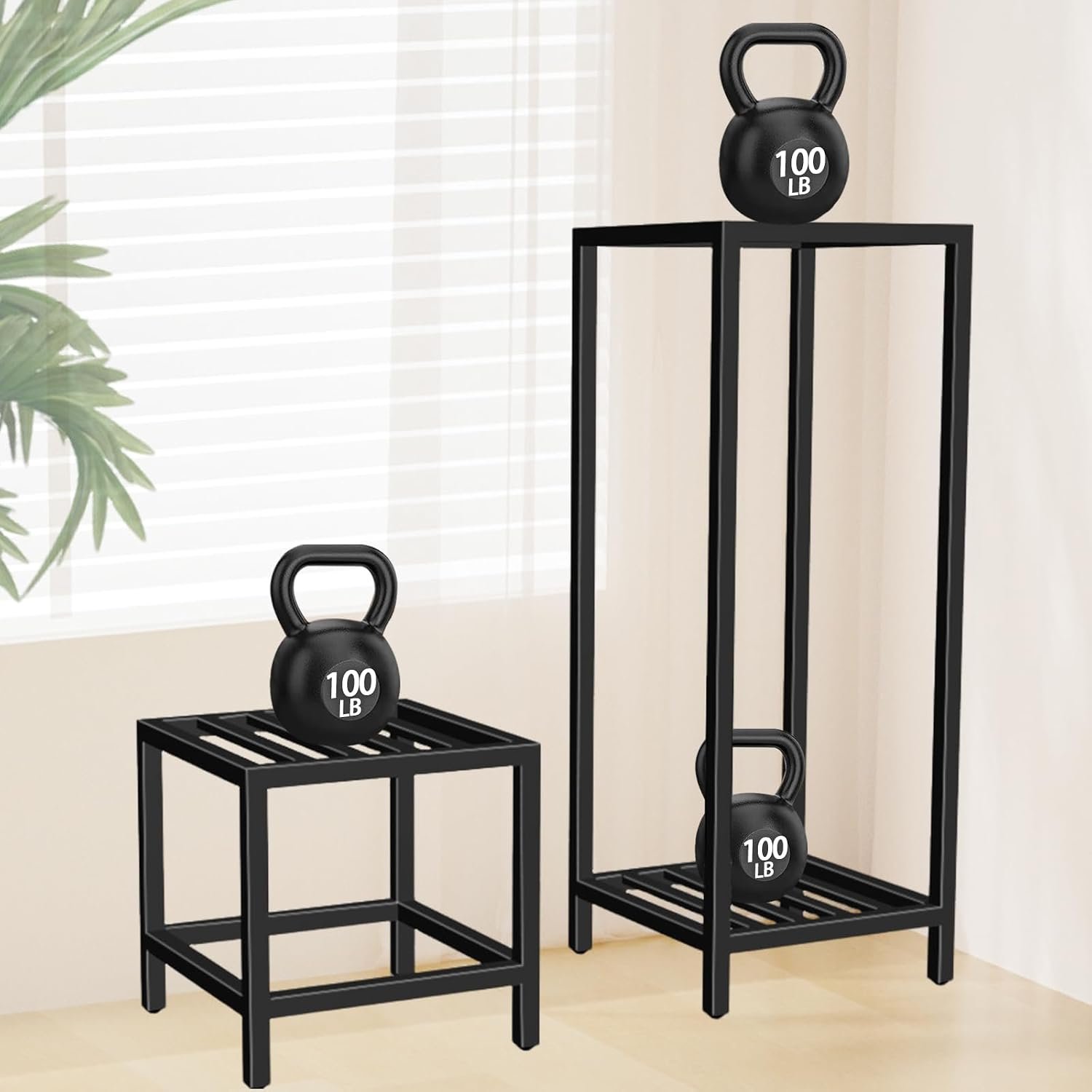 Plant Stand Indoor Outdoor, 2 Pcs Heavy Duty Iron Pedestal Stands Metal Plant Stand for Indoor Outdoor, 12''H & 30''H Tall Sturdy Planter Stand Display Plant Shelf - صورة 6